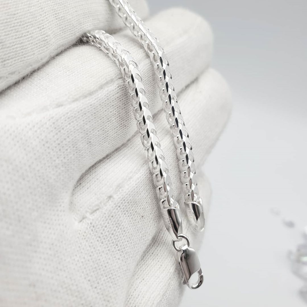 925 Sterling Silver 3mm Solid Franco Chain / Bracelet