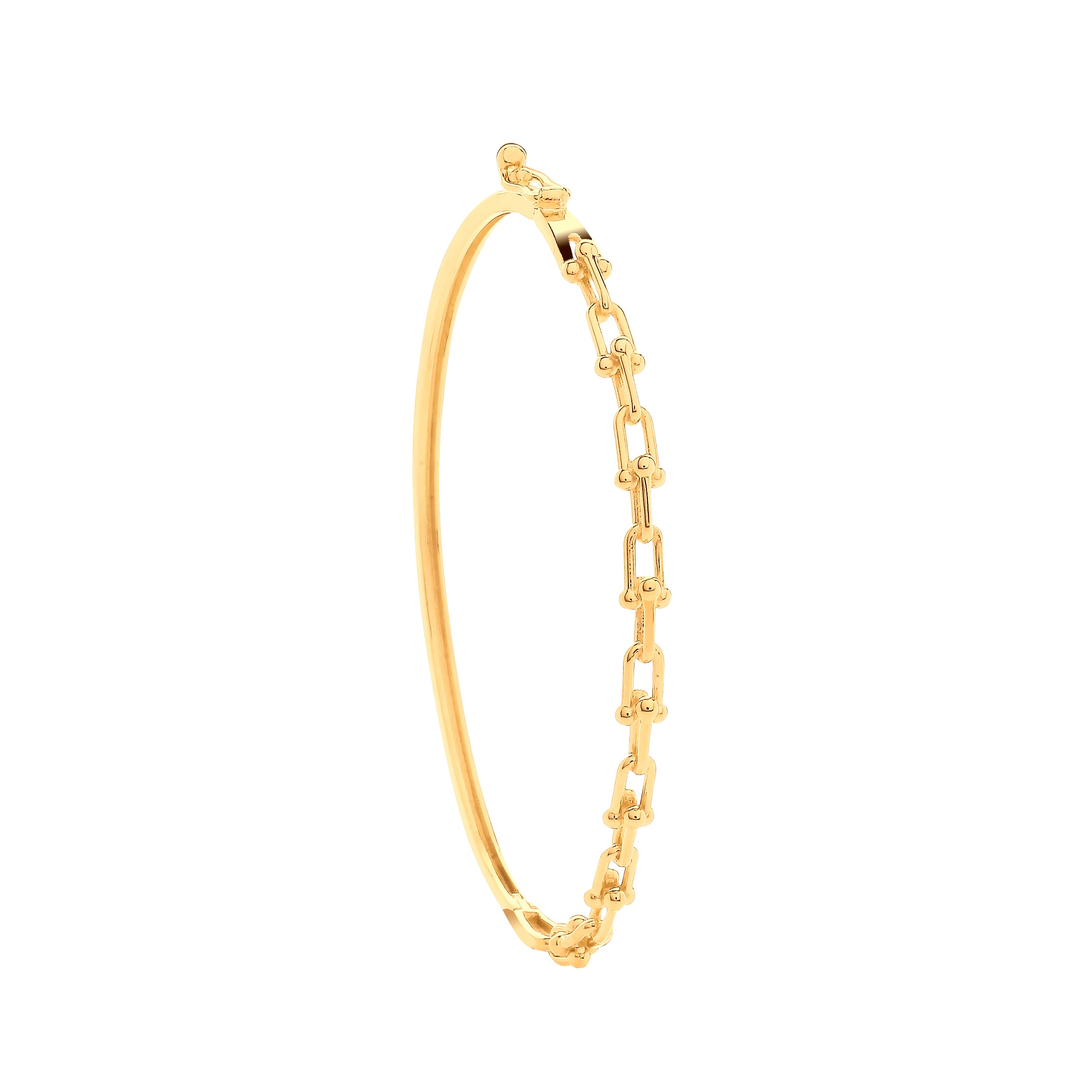 9ct Yellow Gold Bike Lock Link Ladies Bangle