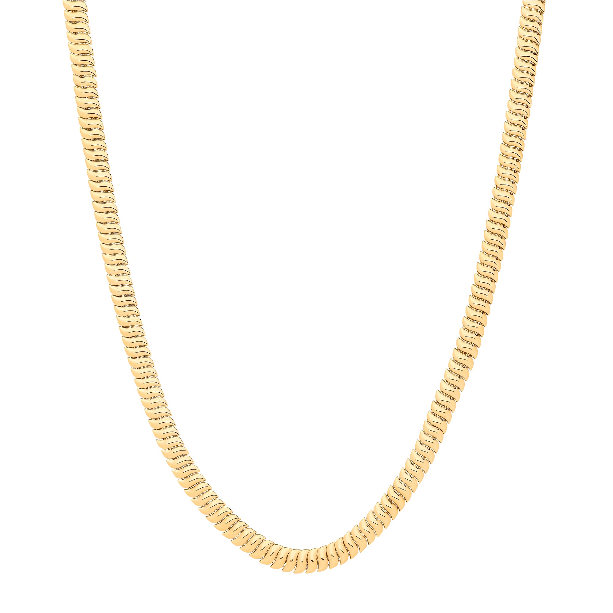 9ct Yellow Gold Ribbed 7mm Omega Snake Necklace/Bracelet