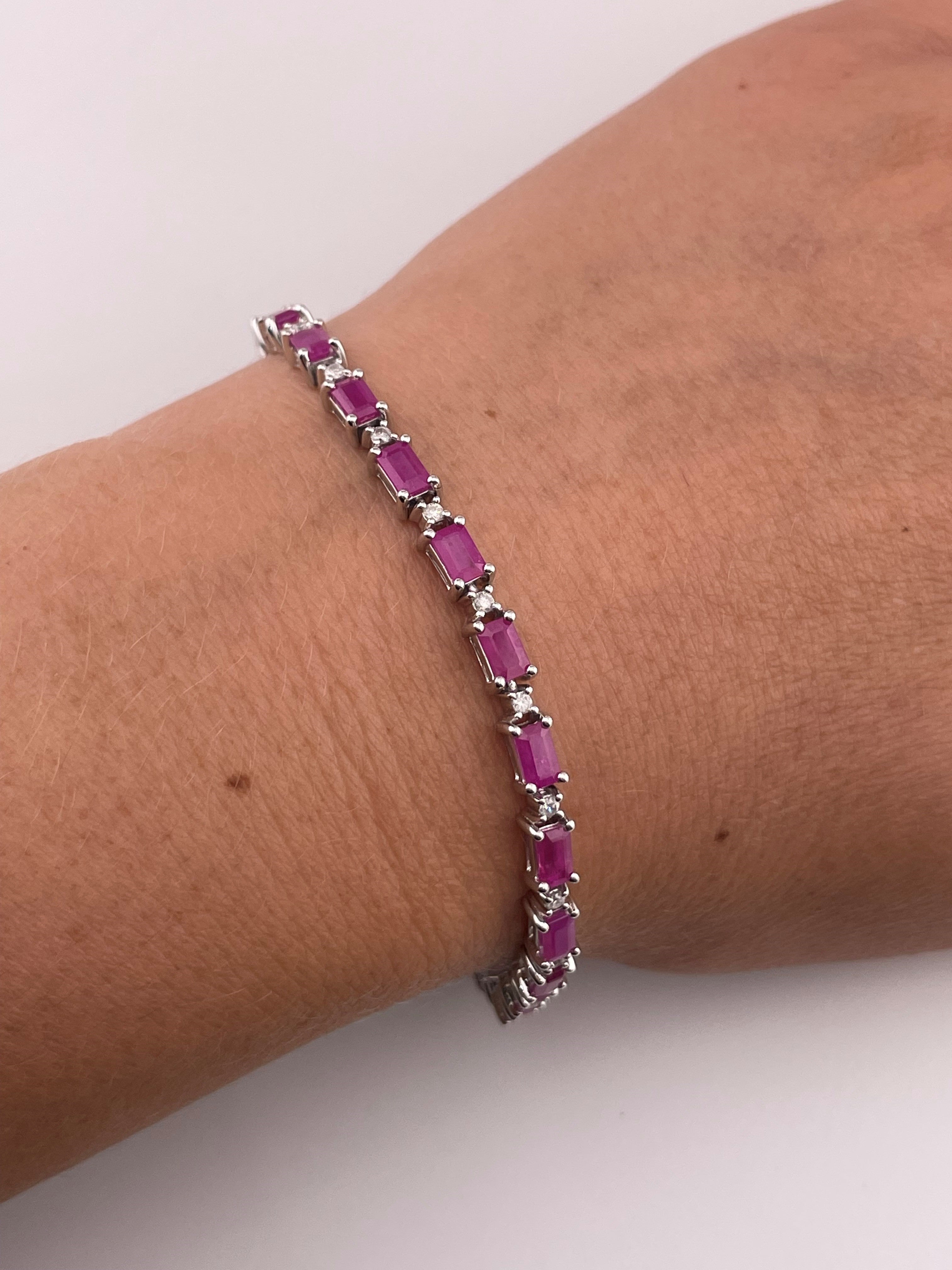 18ct White Gold 0.50ct Diamond & 8.00ct Ruby Bracelet