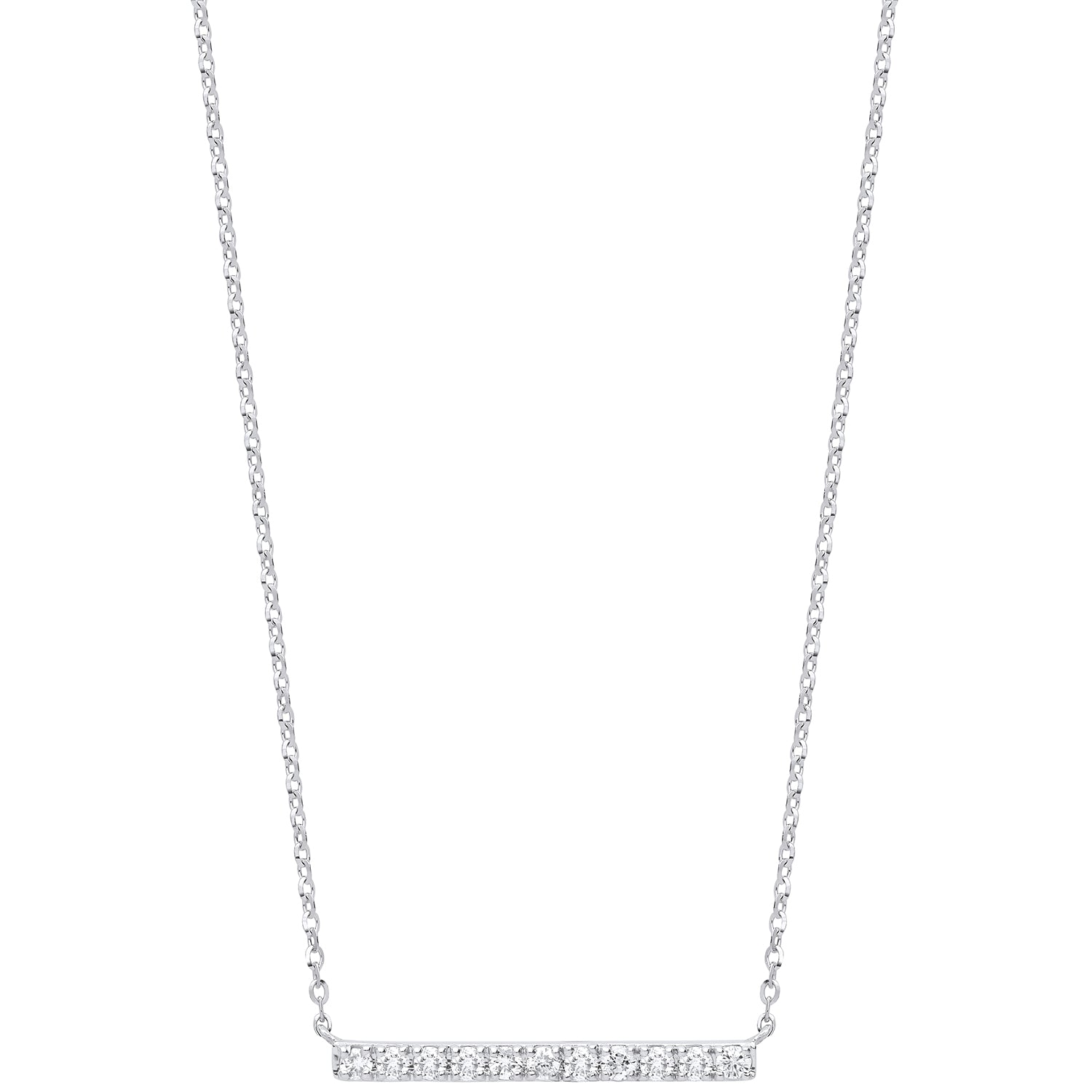 9ct White Gold 0.20ct Diamond Bar Necklace