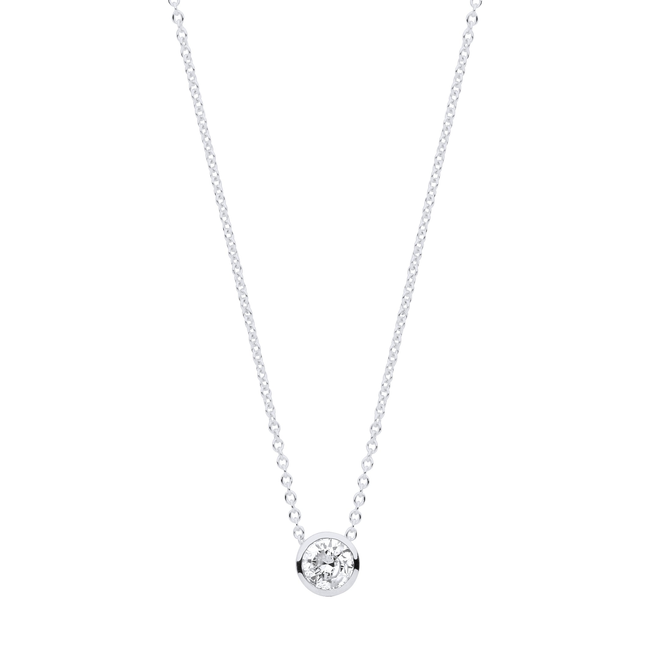 18ct White gold 0.25ctw Rubover Diamond pendant 18inch/45cm chain