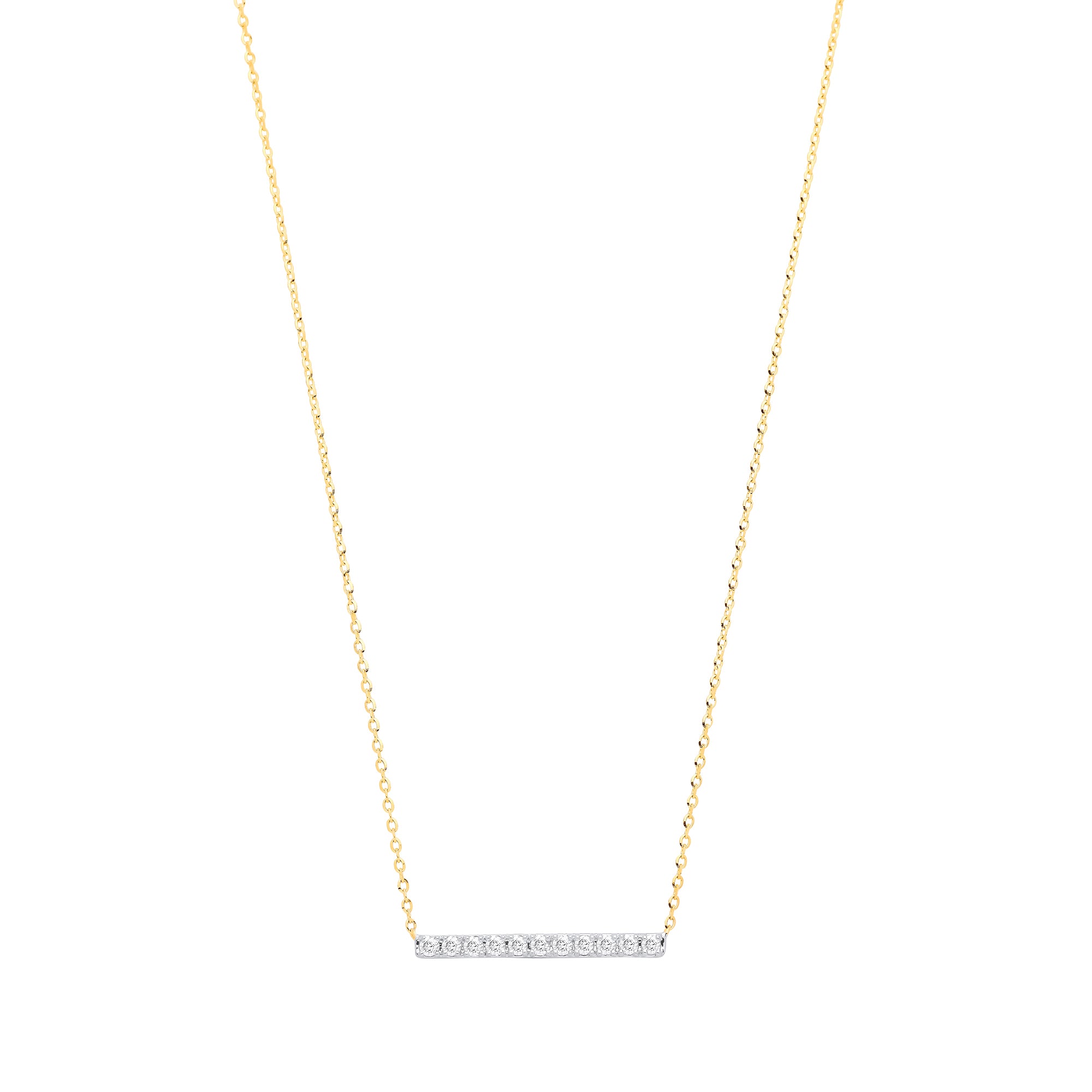 9ct Yellow Gold 0.20ct Diamond Bar Necklace