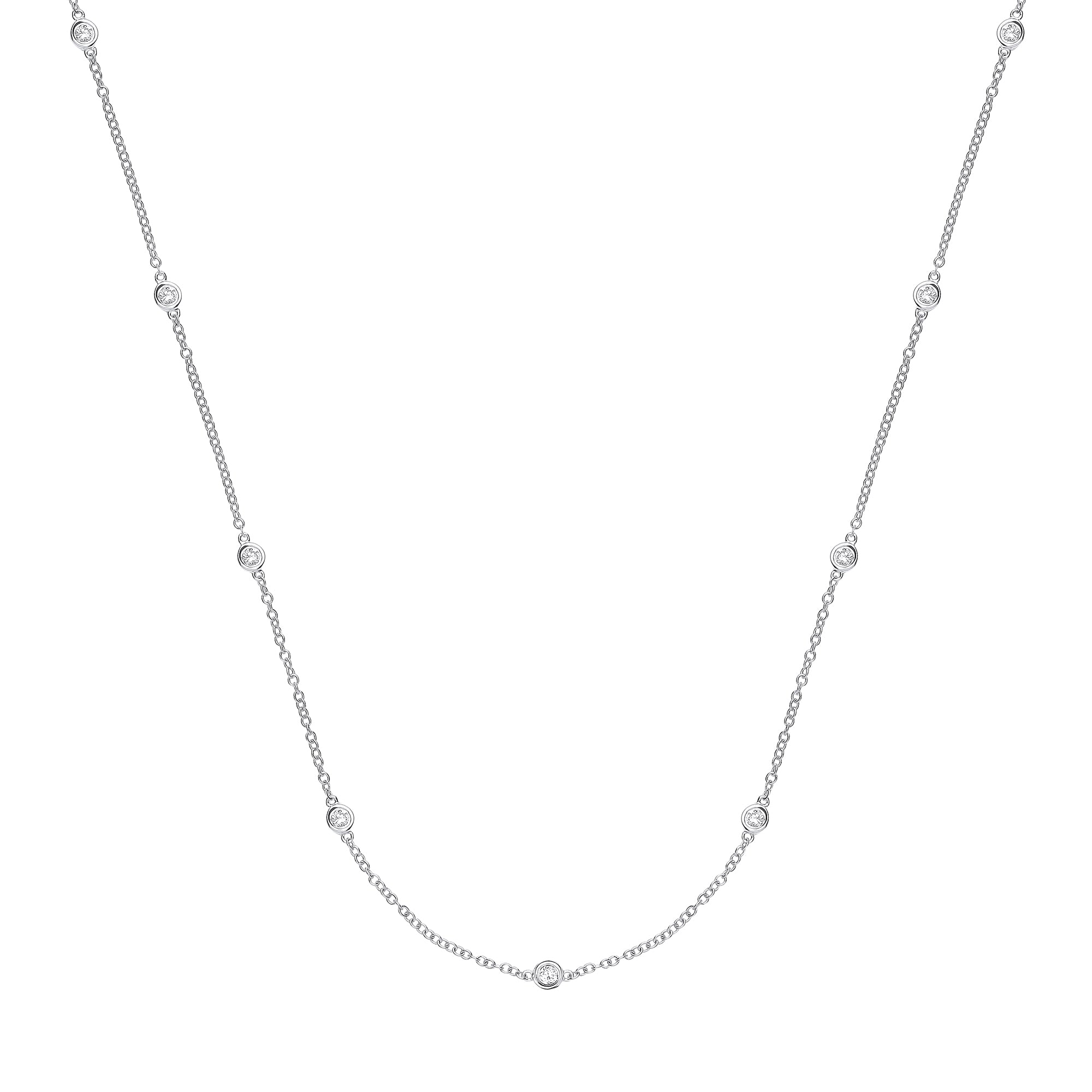 9ct White Gold 0.50ct Diamond by the yard Necklace (18in/45cm)