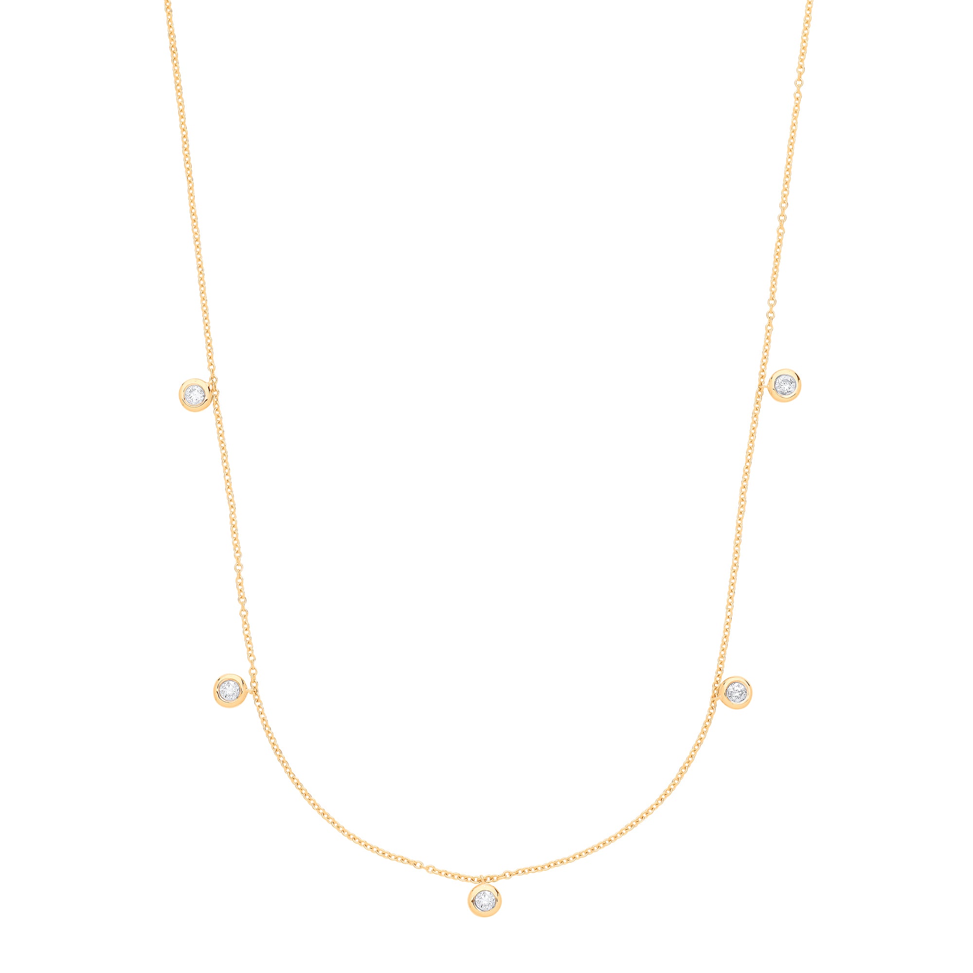 9ct Yellow Gold Rub-Over 0.25ctw Diamond Chain