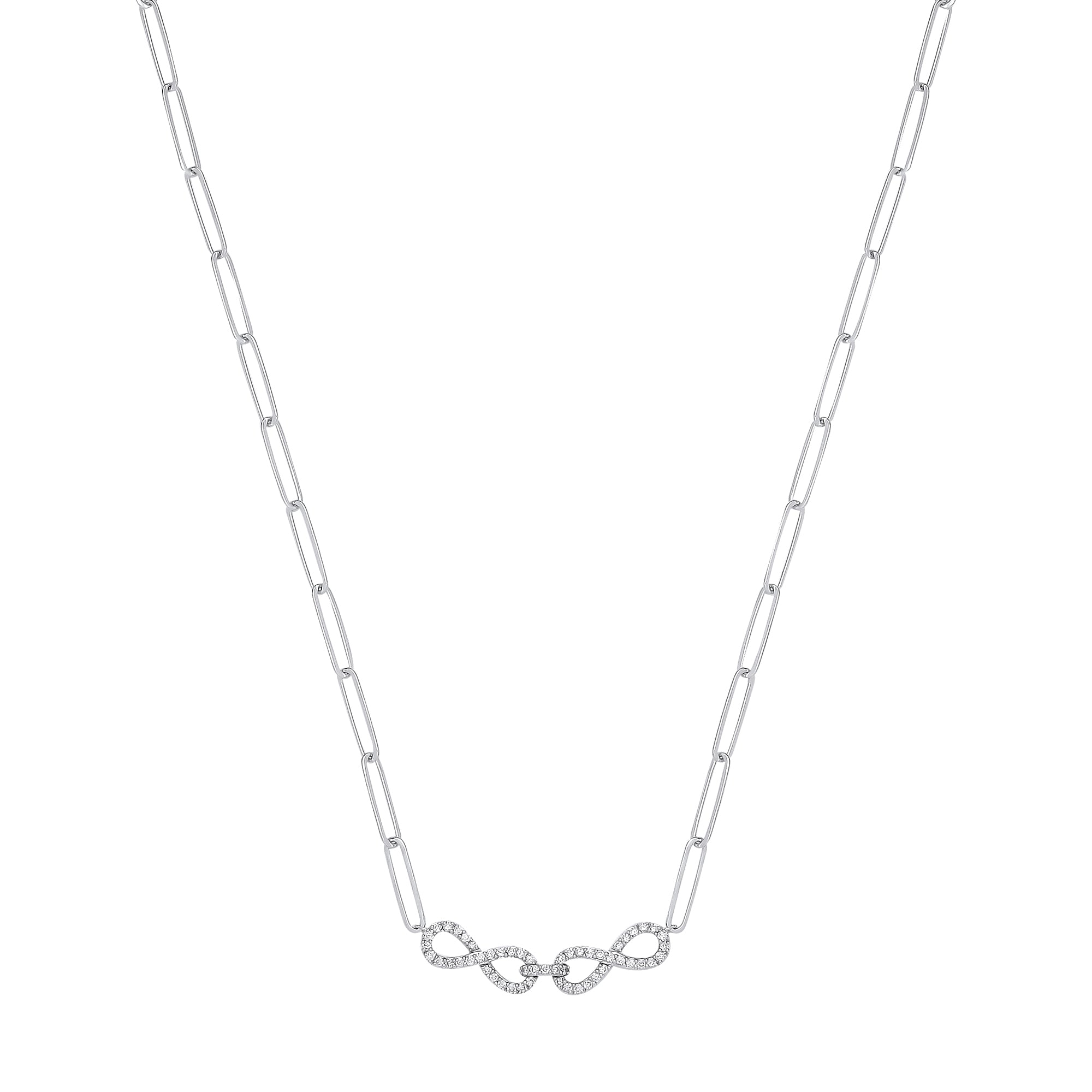 9ct White Gold 0.24ct Diamond Infinity Necklace