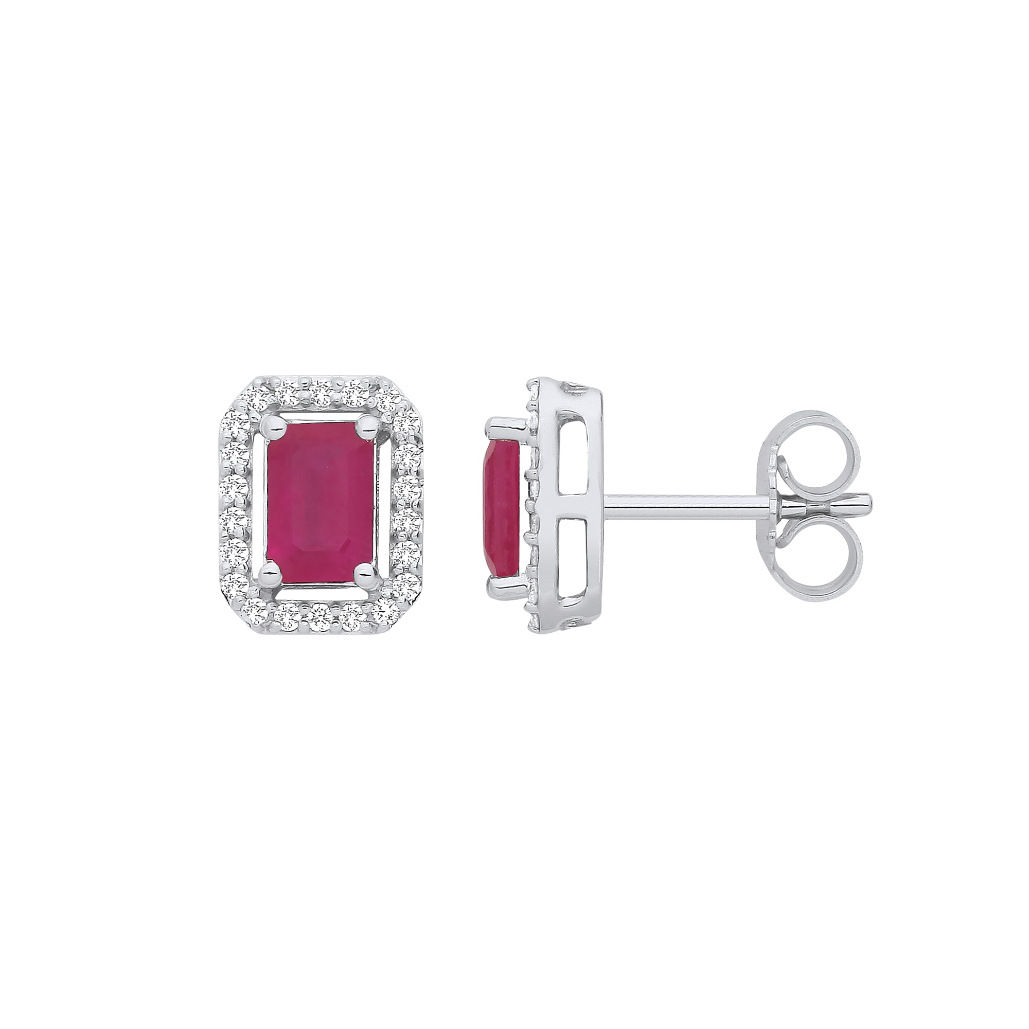 18ct White Gold 0.20ct Diamond & 1.30ct Ruby Earrings