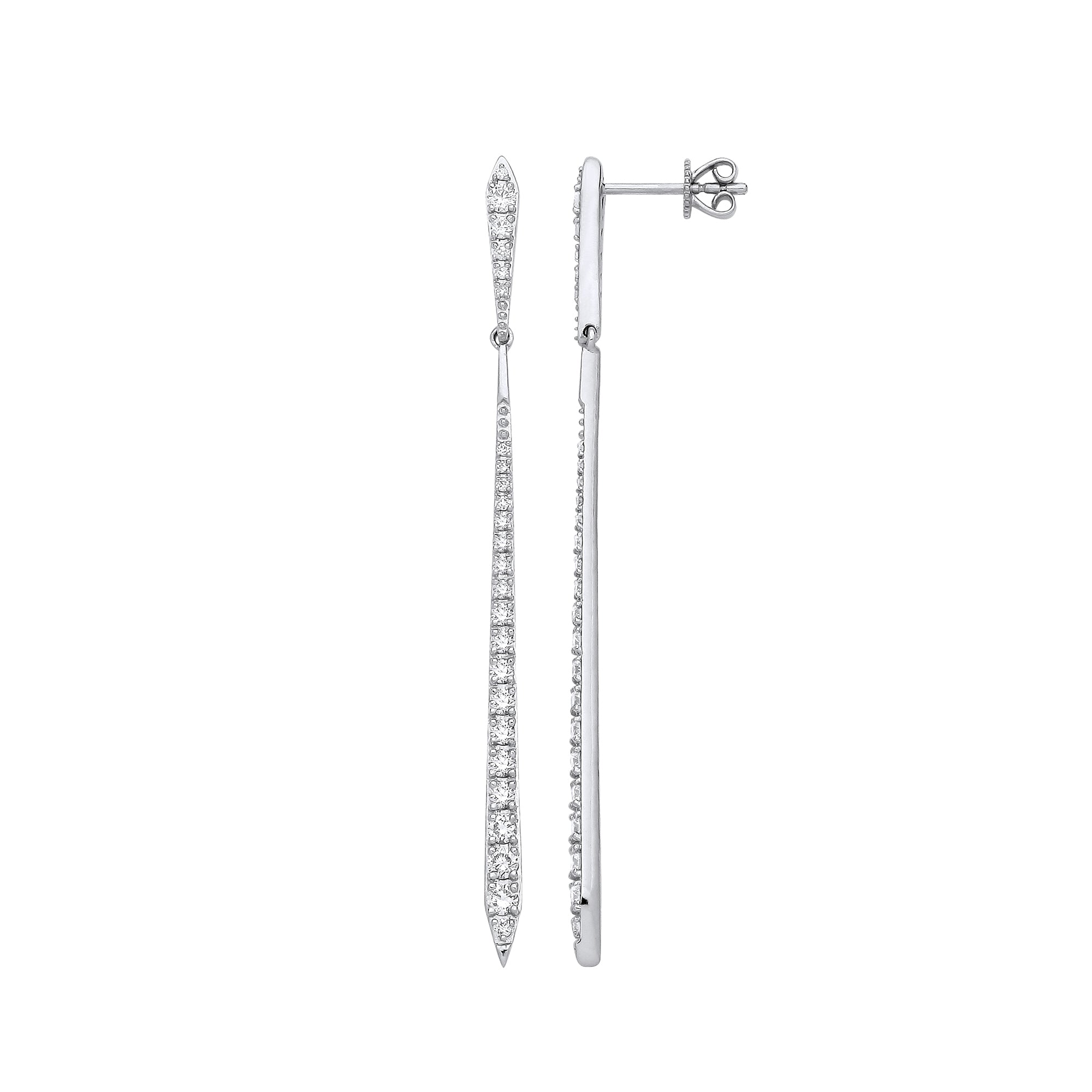 18ct White Gold 1.00ct Diamond Drop Earrings