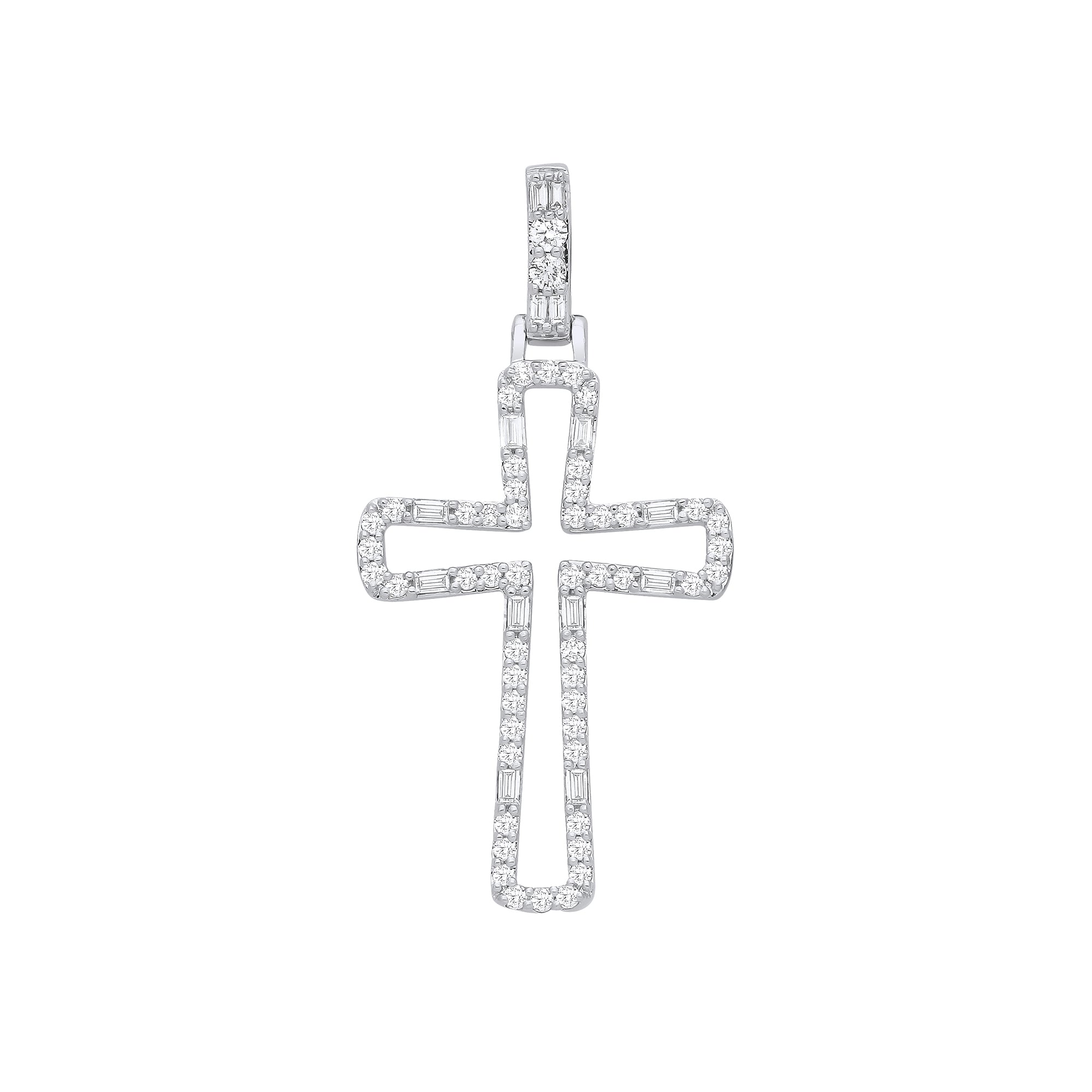 9ct White Gold 0.40ct Diamond Cross Pendant