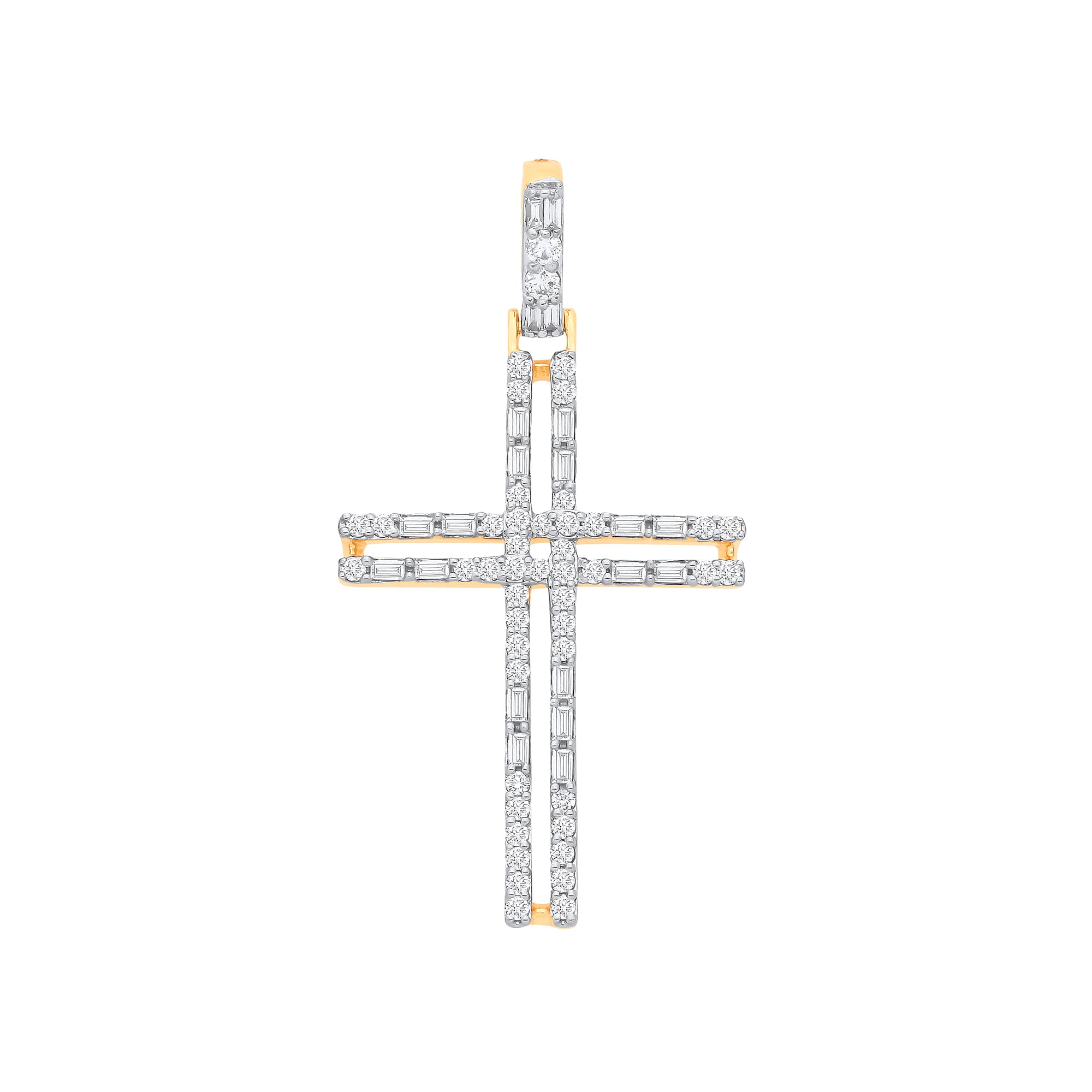 9ct Yellow Gold 0.42ct Diamond Cross Pendant