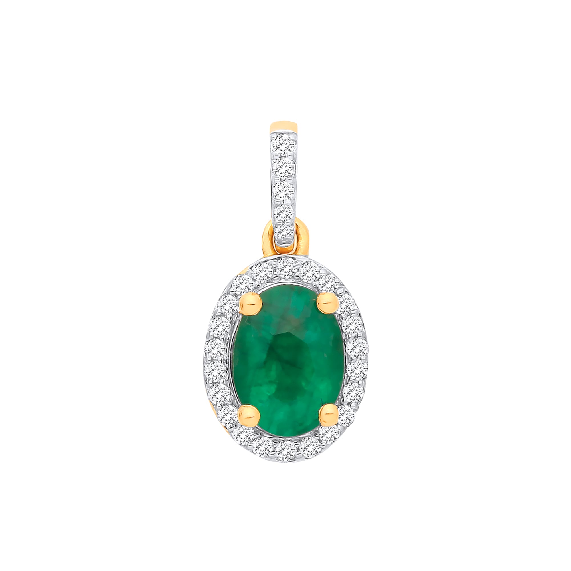 18ct Yellow Gold 0.10ct Diamond & 0.70ct Emerald Pendant