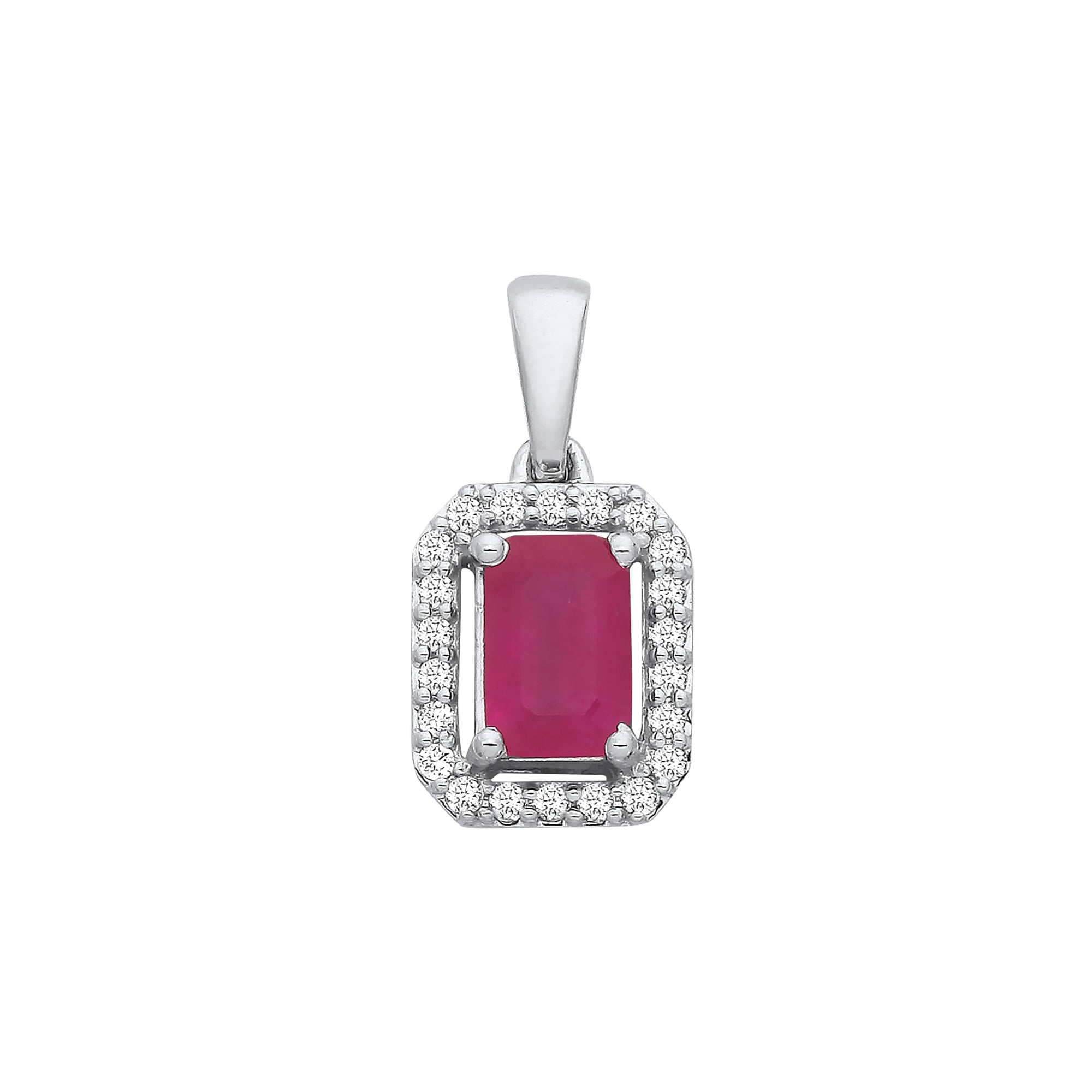 18ct White Gold 0.10ct Diamond & 0.65ct Ruby Pendant