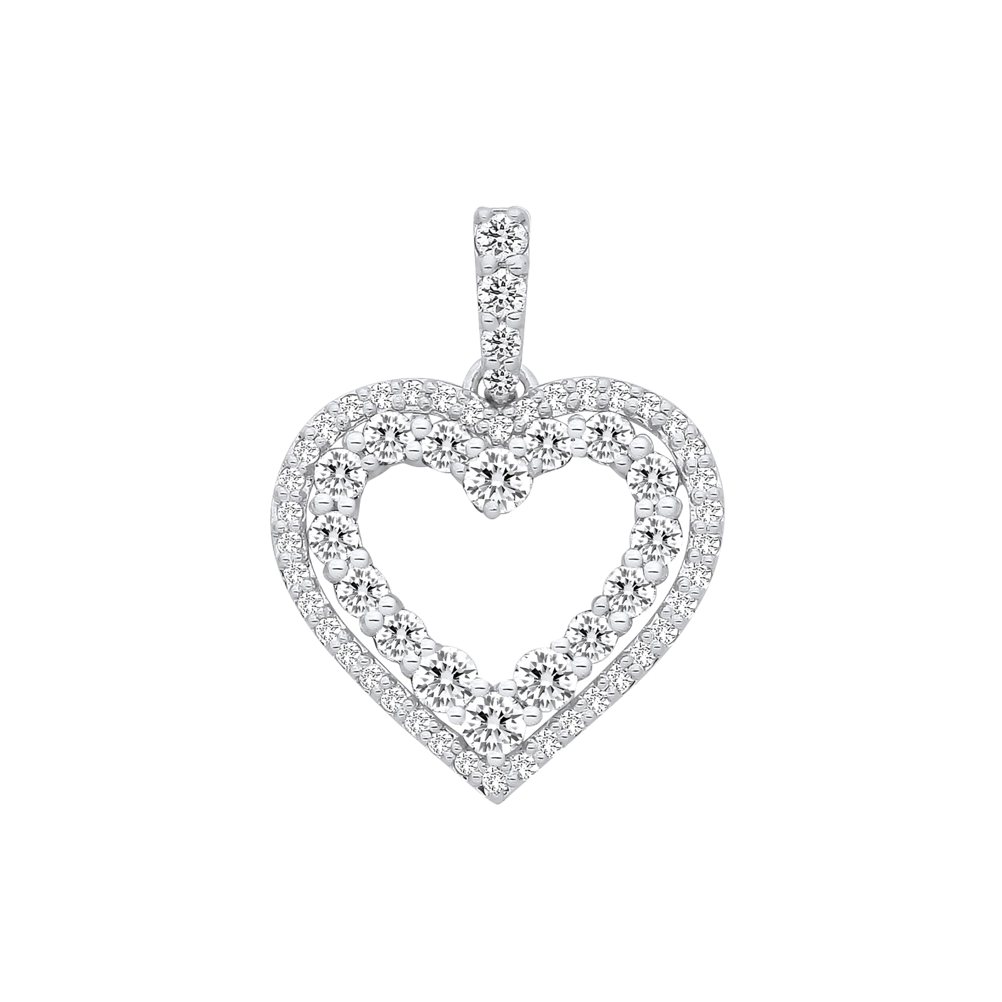 9ct White Gold 0.50ct Diamond Heart Pendant