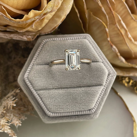 18ct White Gold 2.00ct Emerald Cut Lab Grown Diamond Ring IGI Certified