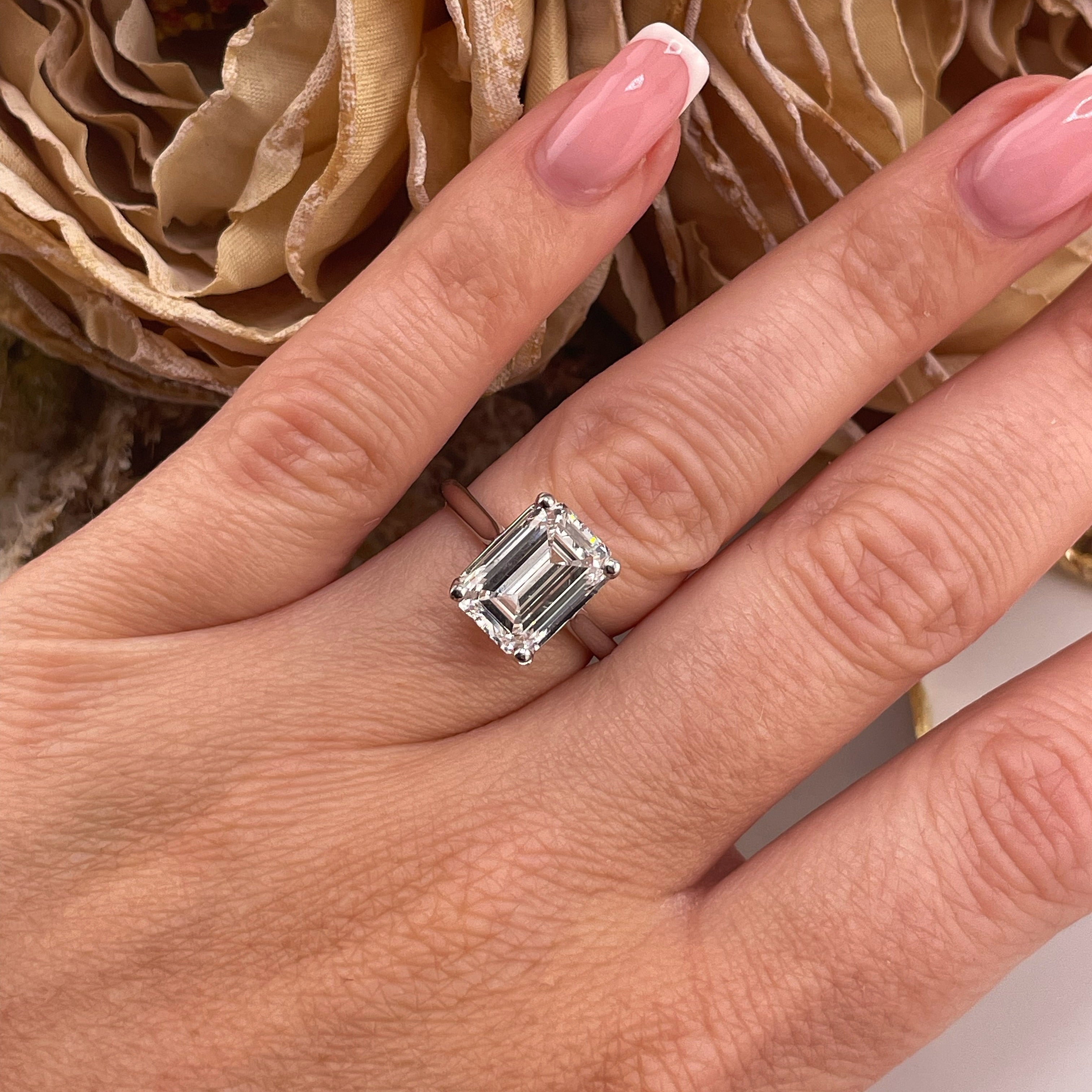 18ct White Gold 4.00ct Emerald Cut Lab Grown Diamond Ring IGI Certified