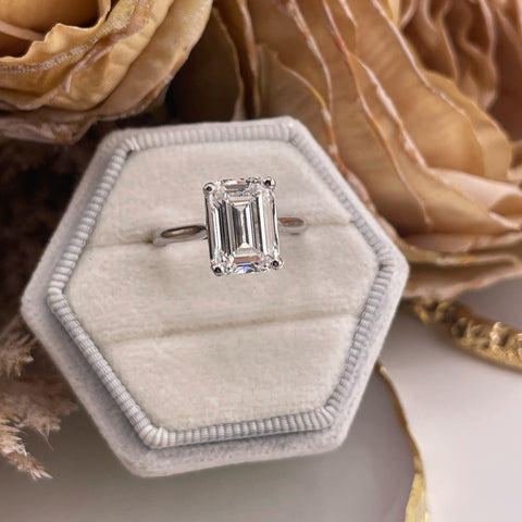 18ct White Gold 4.00ct Emerald Cut Lab Grown Diamond Ring IGI Certified