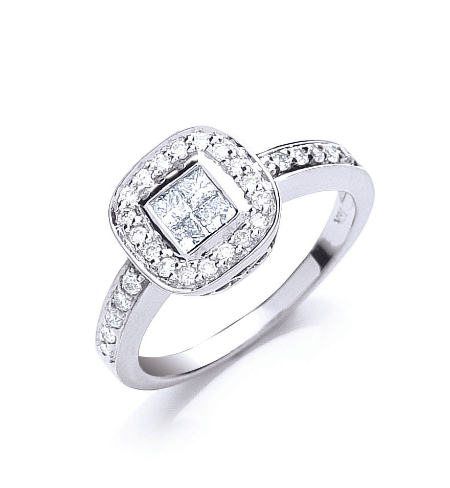 18ct White Gold 0.50ct Fancy Diamond Ring SIZE M