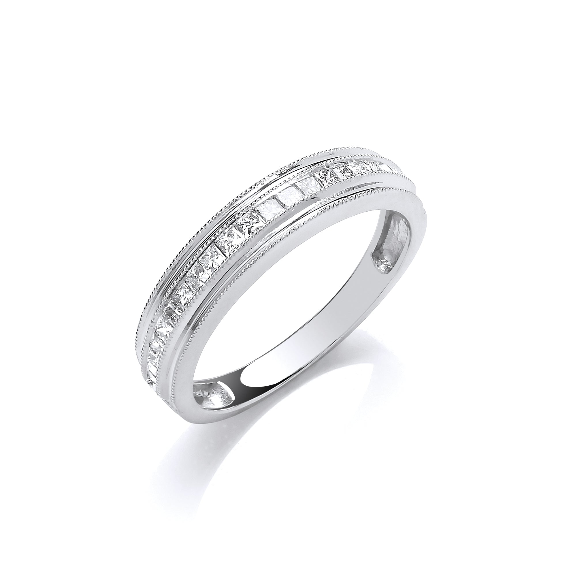 18ct White Gold 0.34ct Princess Cut Diamond Eternity Ring SIZE O