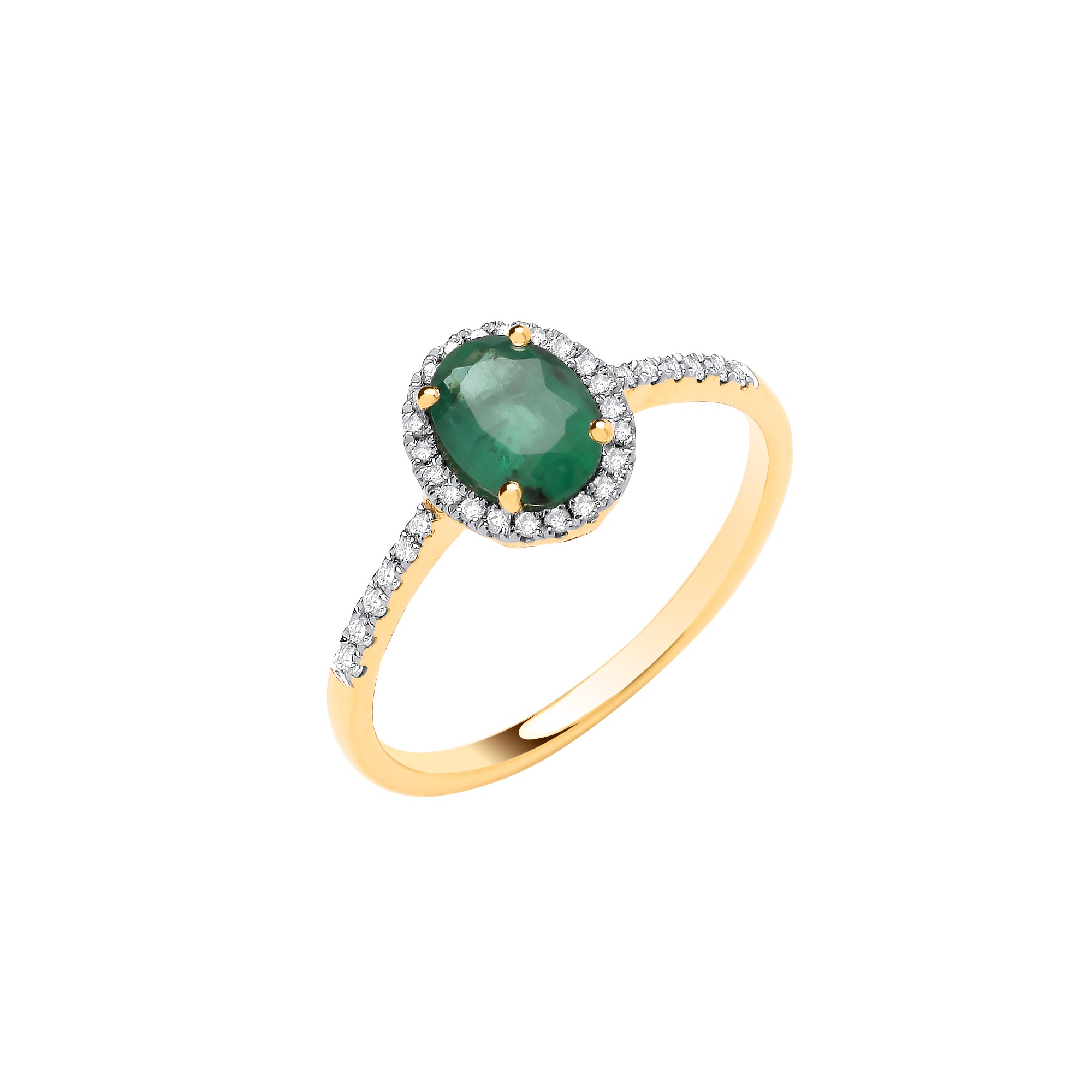 18ct Yellow Gold 0.12ct Diamond & 0.68ct Emerald Ring