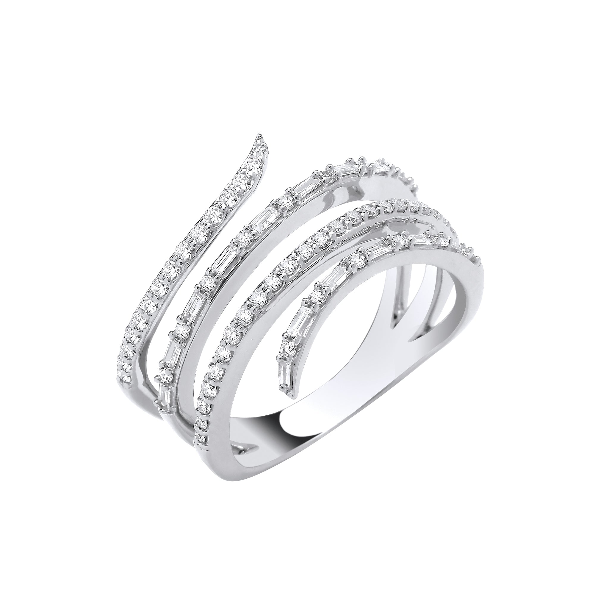 9ct White Gold 0.50ct Diamond Snake Ring