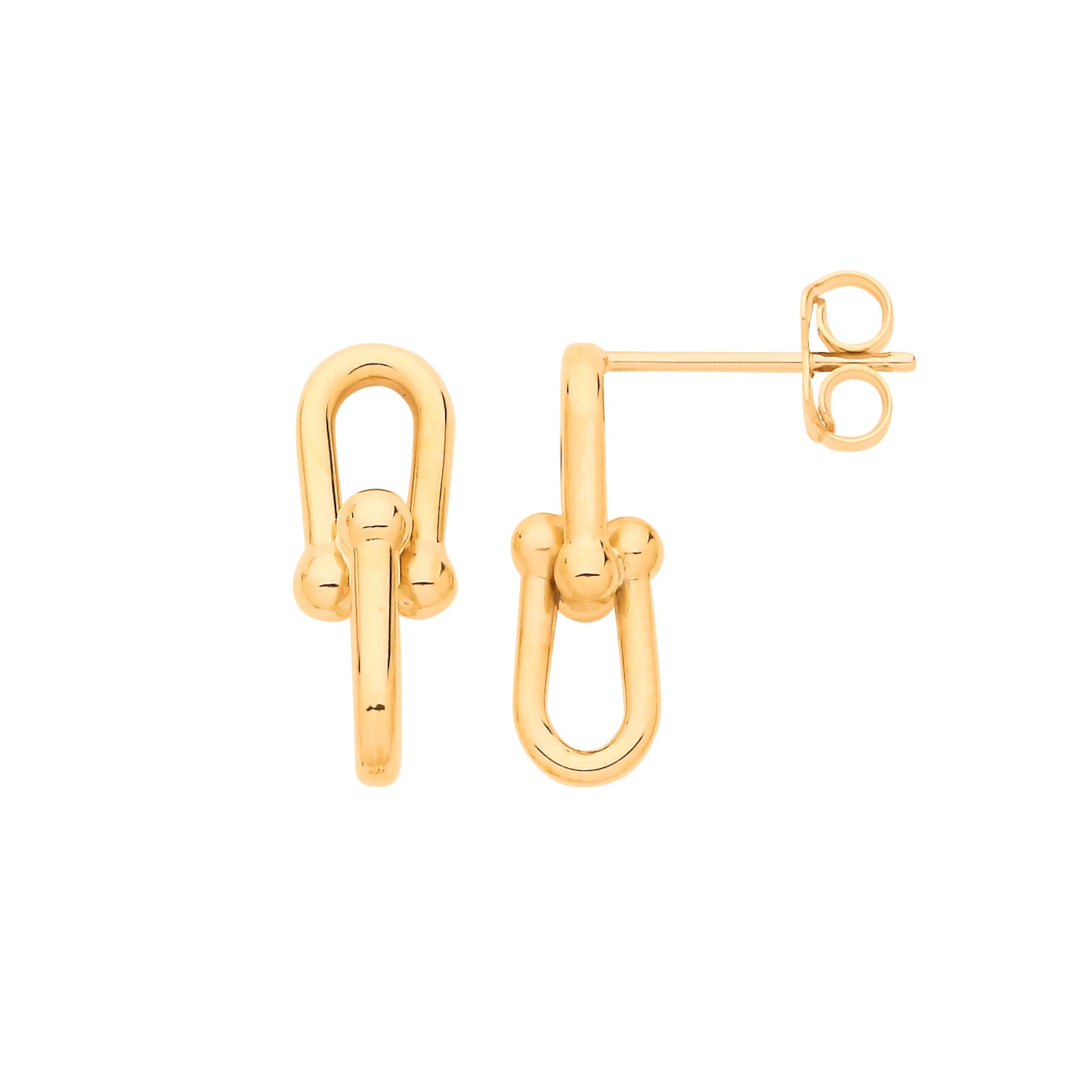 9ct Yellow Gold Bike Lock Stud Earrings