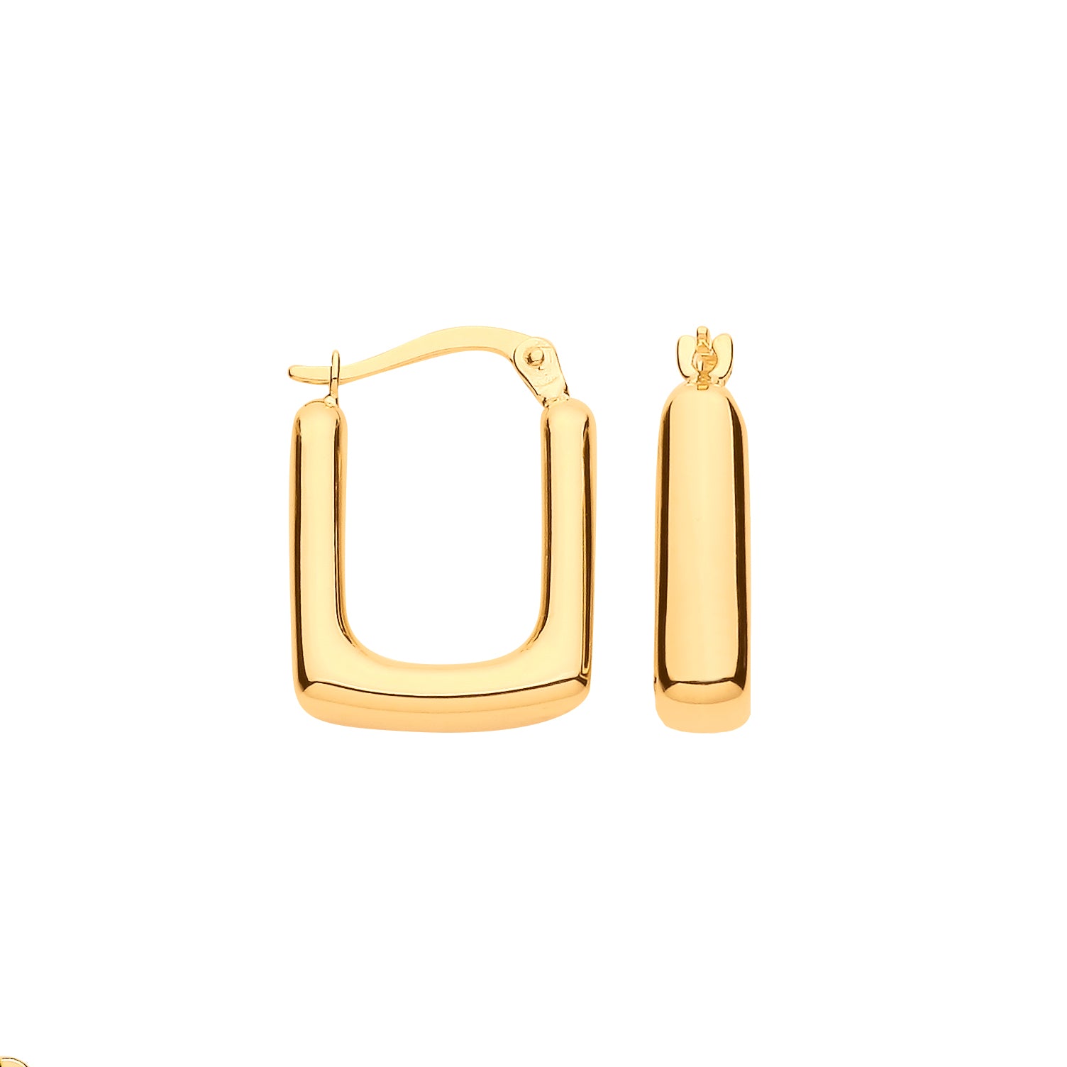 9ct Yellow Gold Square Hoop Earrings