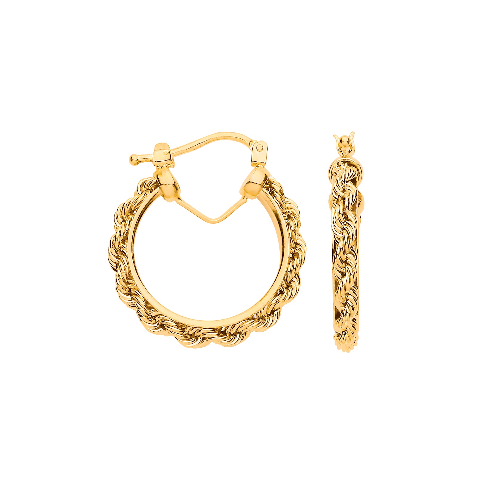 9ct Yellow Gold Rope Chain Hoop Earrings