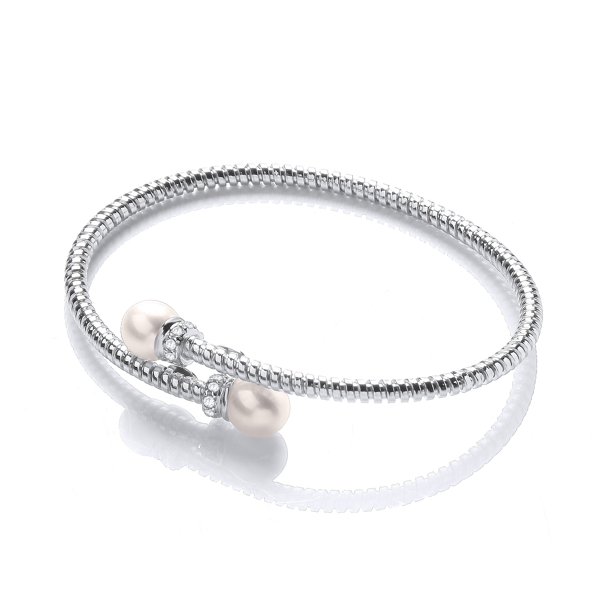 925 Sterling Silver Cross Over Wire Bangle - J-Jaz