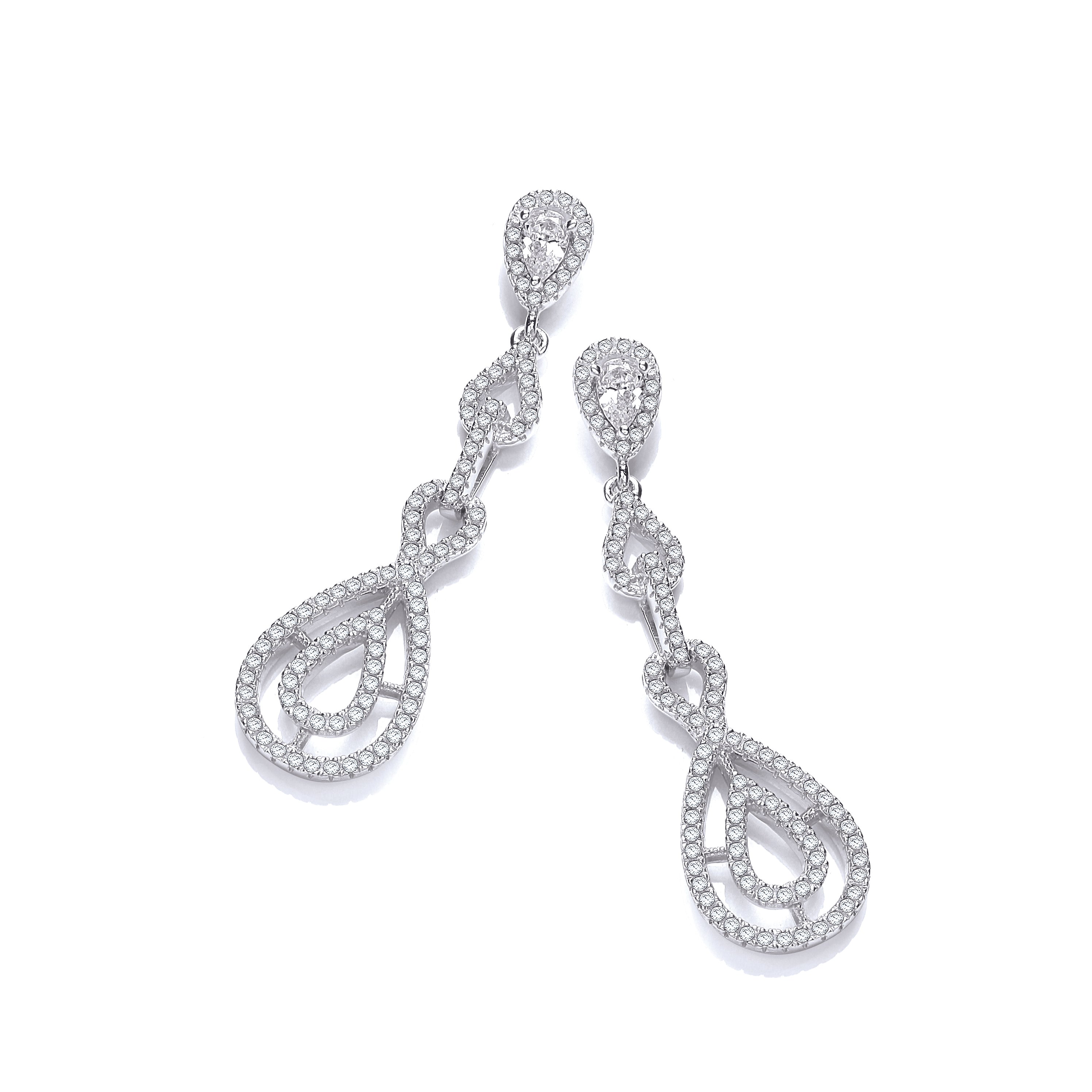 925 Sterling Silver Micro Pave' Cz Fancy Drop Earrings J-Jaz