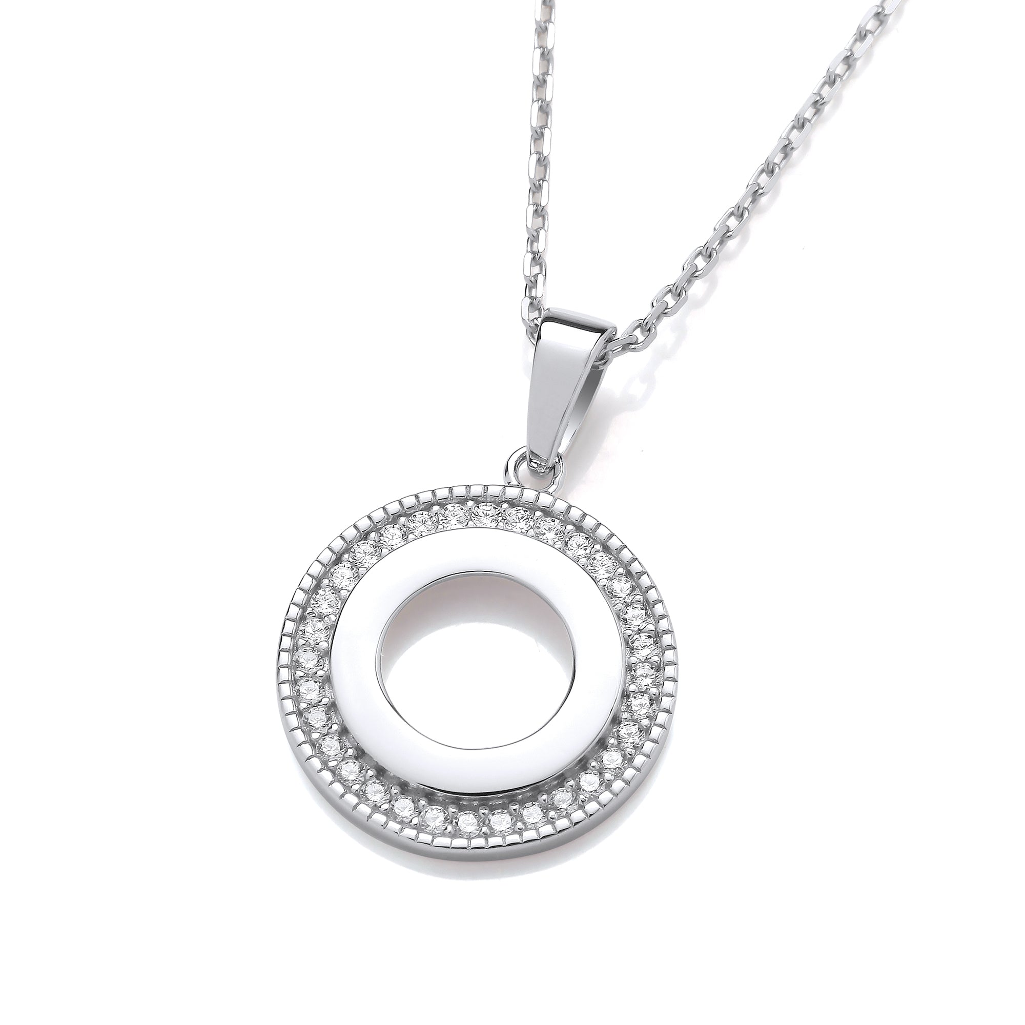 925 Sterling Silver Circle of Life Cubic Zirconia Pendant with Chain - J-Jaz