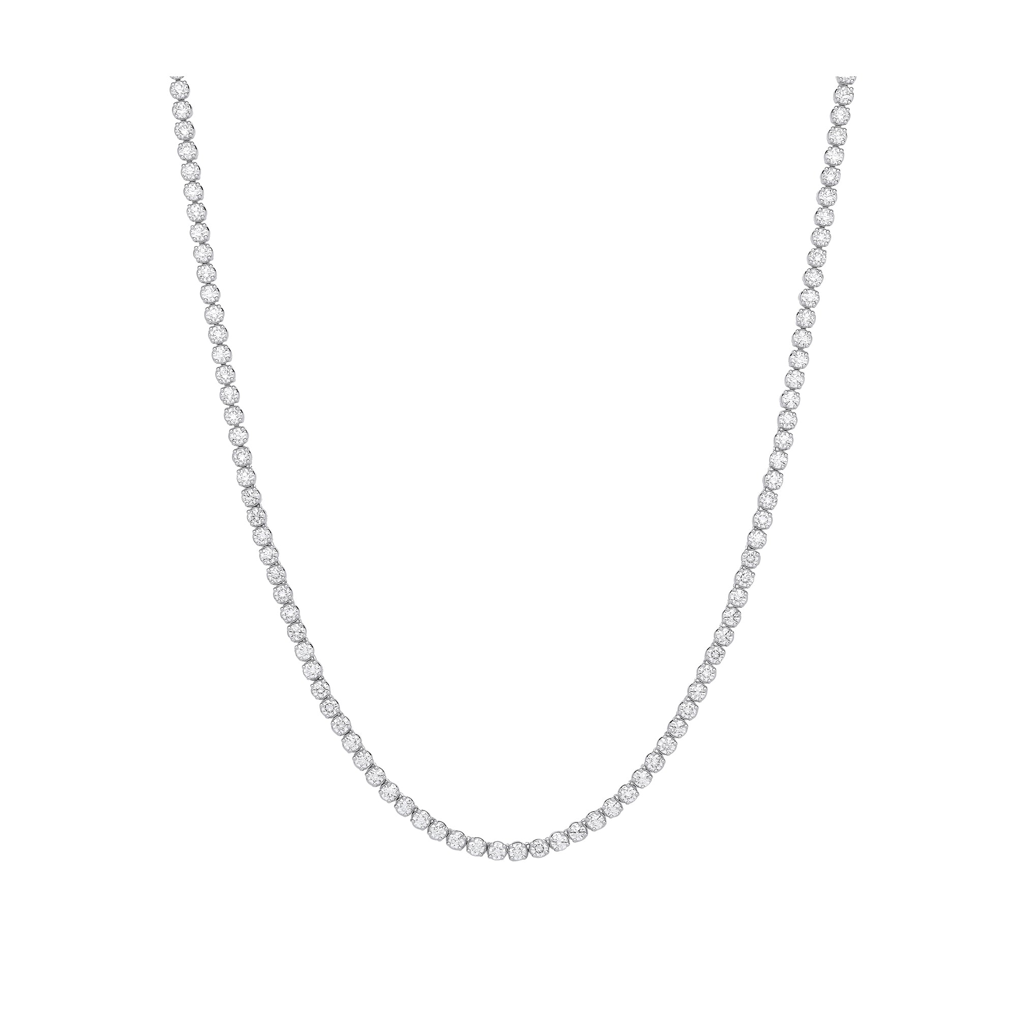 9ct White Gold 10.00ct Lab Grown Diamond Tennis Necklace IGI Certified