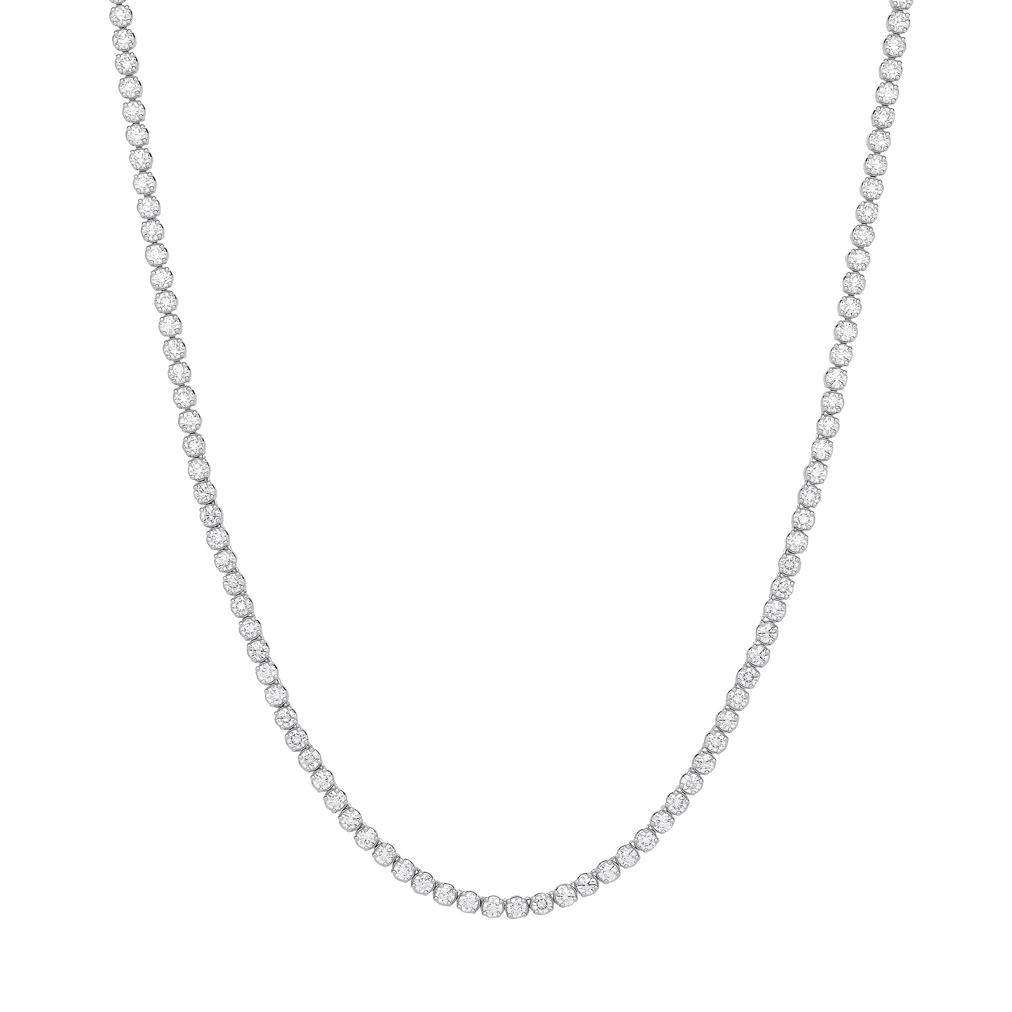 9ct White Gold 15.00ct Lab Grown Diamond Tennis Necklace IGI Certified