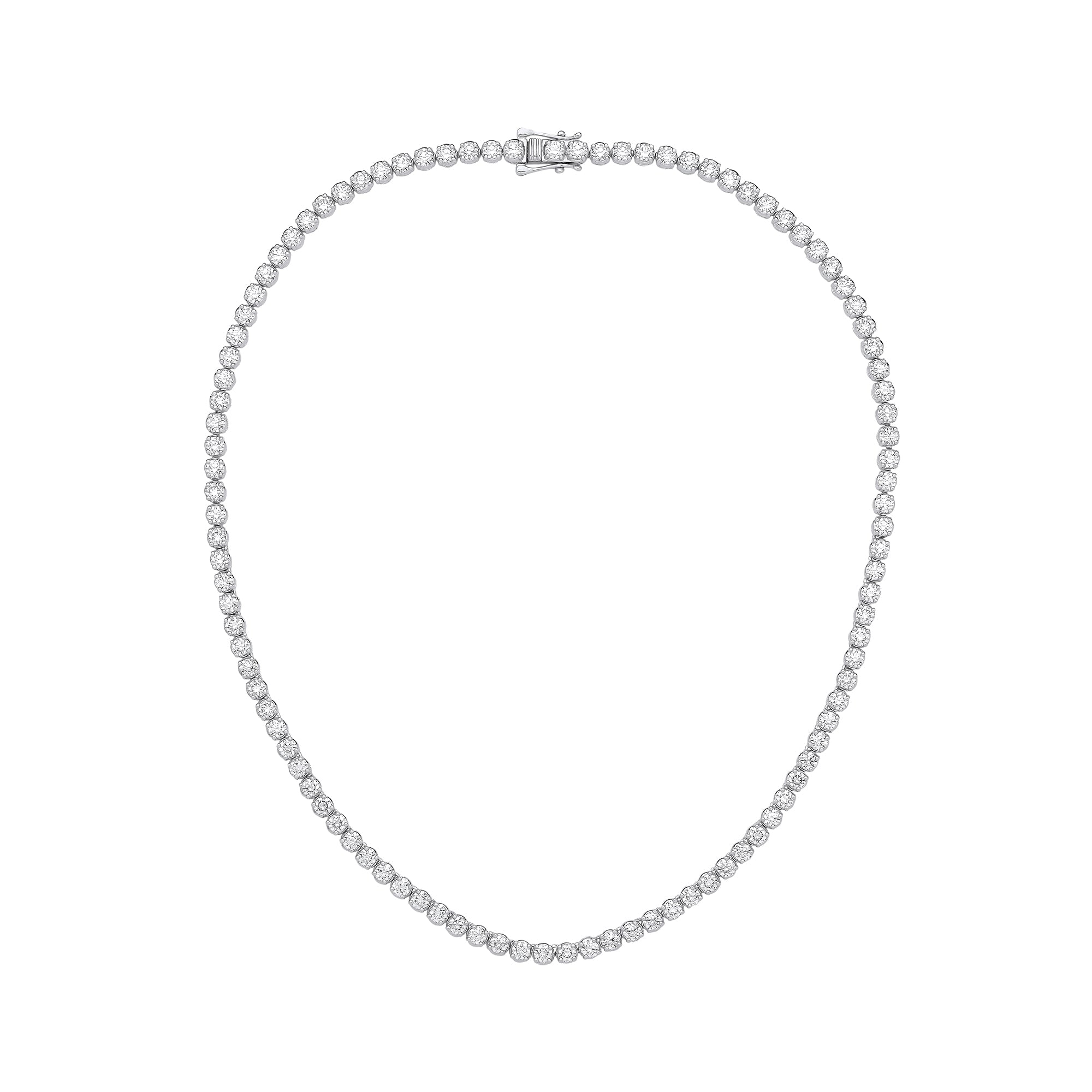 9ct White Gold 15.00ct Lab Grown Diamond Tennis Necklace IGI Certified