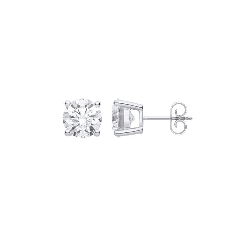 18ct White Gold 3.00ct Solitaire Lab Grown Diamond Earrings IGI Certified