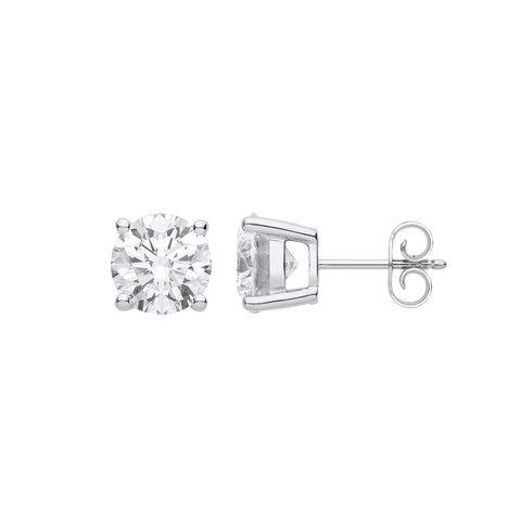 18ct White Gold 4.00ct Solitaire Lab Grown Diamond Earrings IGI Certified