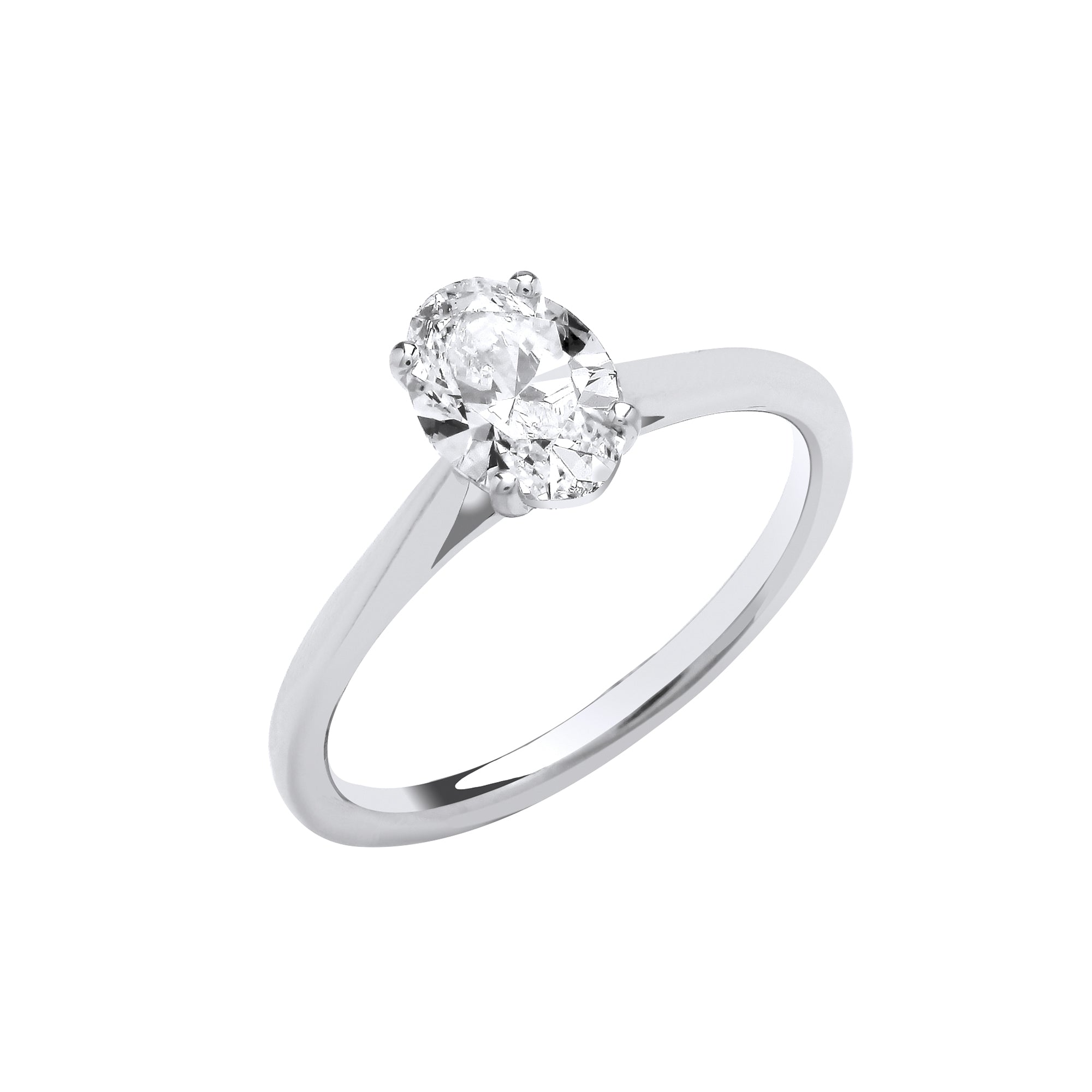 18ct White Gold 1.00ct Oval Lab Grown Diamond Ring IGI Certified