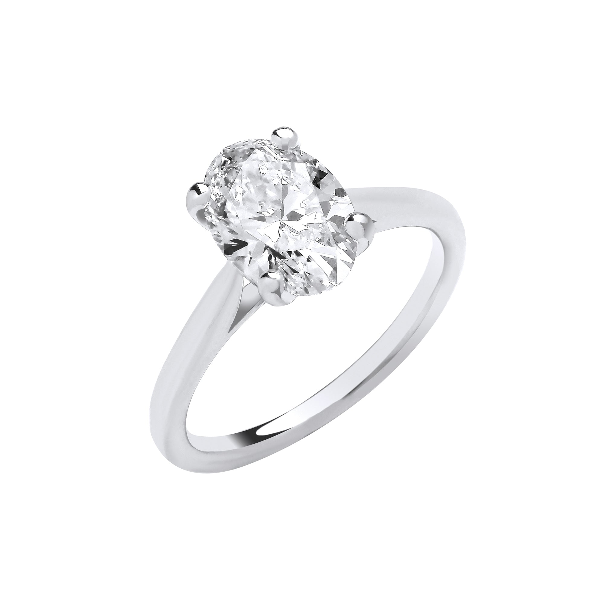 18ct White Gold 2.00ct Oval Lab Grown Diamond Ring IGI Certified