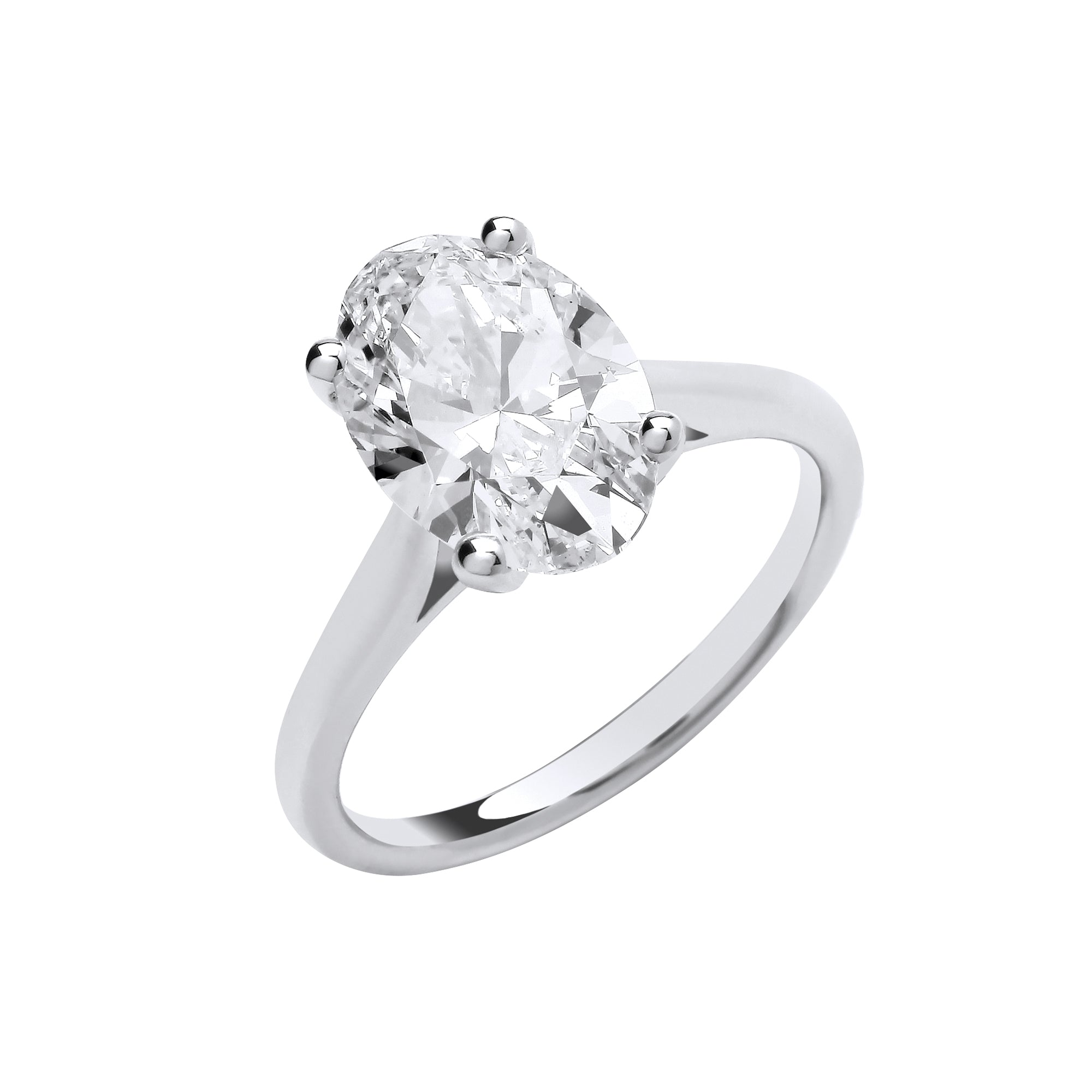 18ct White Gold 3.00ct Oval Lab Grown Diamond Ring IGI Certified