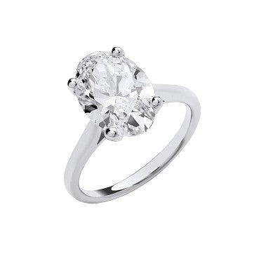 18ct White Gold 4.00ct Oval Lab Grown Diamond Ring IGI Certified