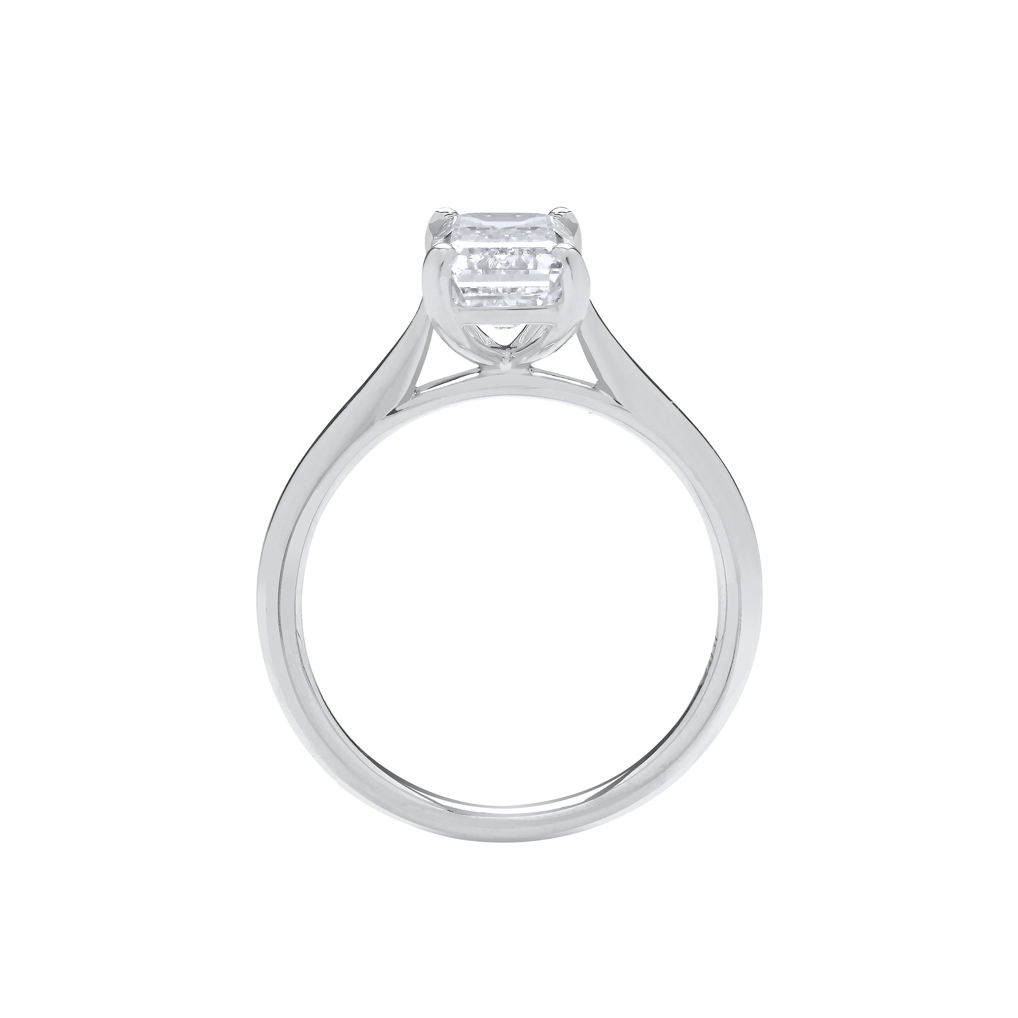 18ct White Gold 2.00ct Emerald Cut Lab Grown Diamond Ring IGI Certified