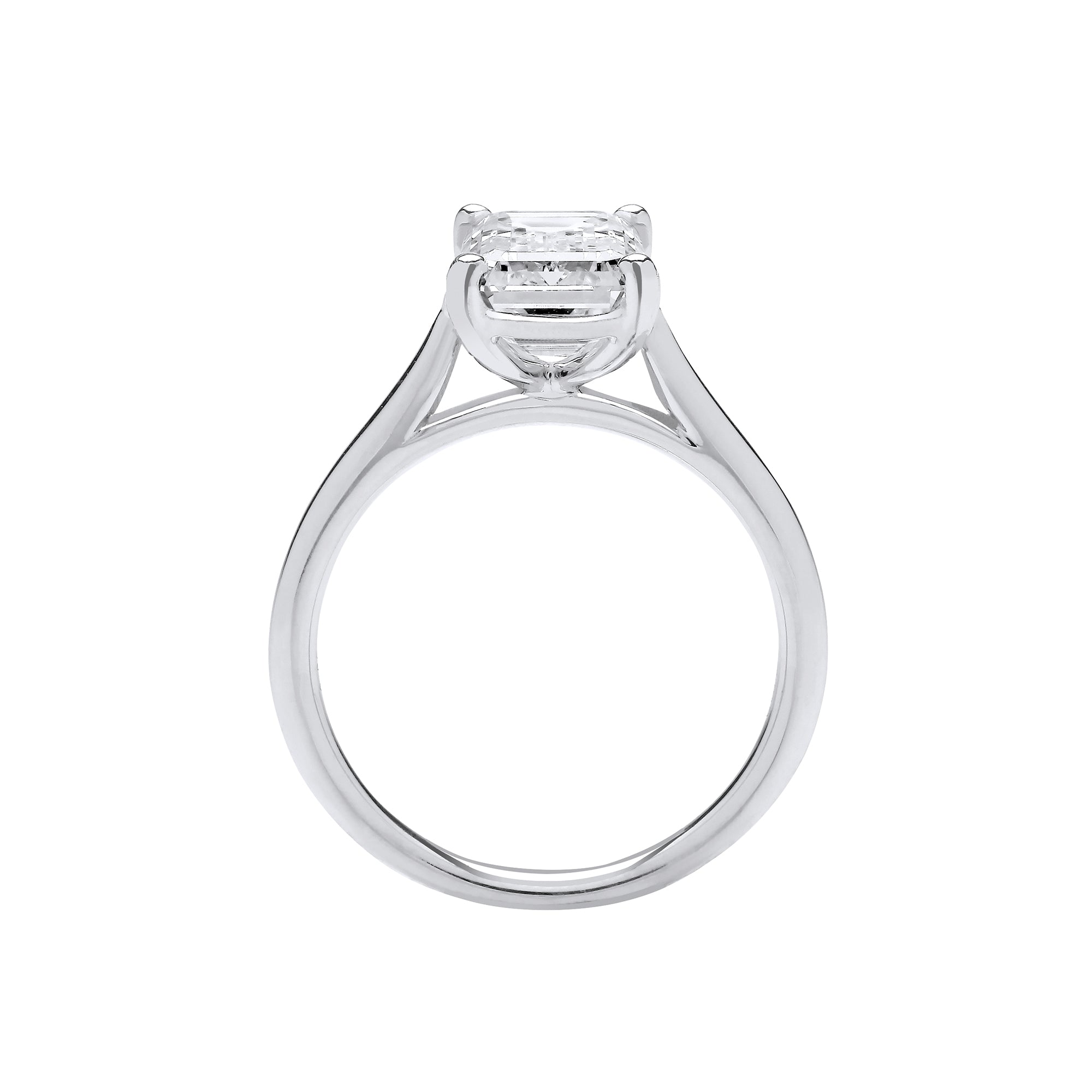 18ct White Gold 3.00ct Emerald Cut Lab Grown Diamond Ring IGI Certified