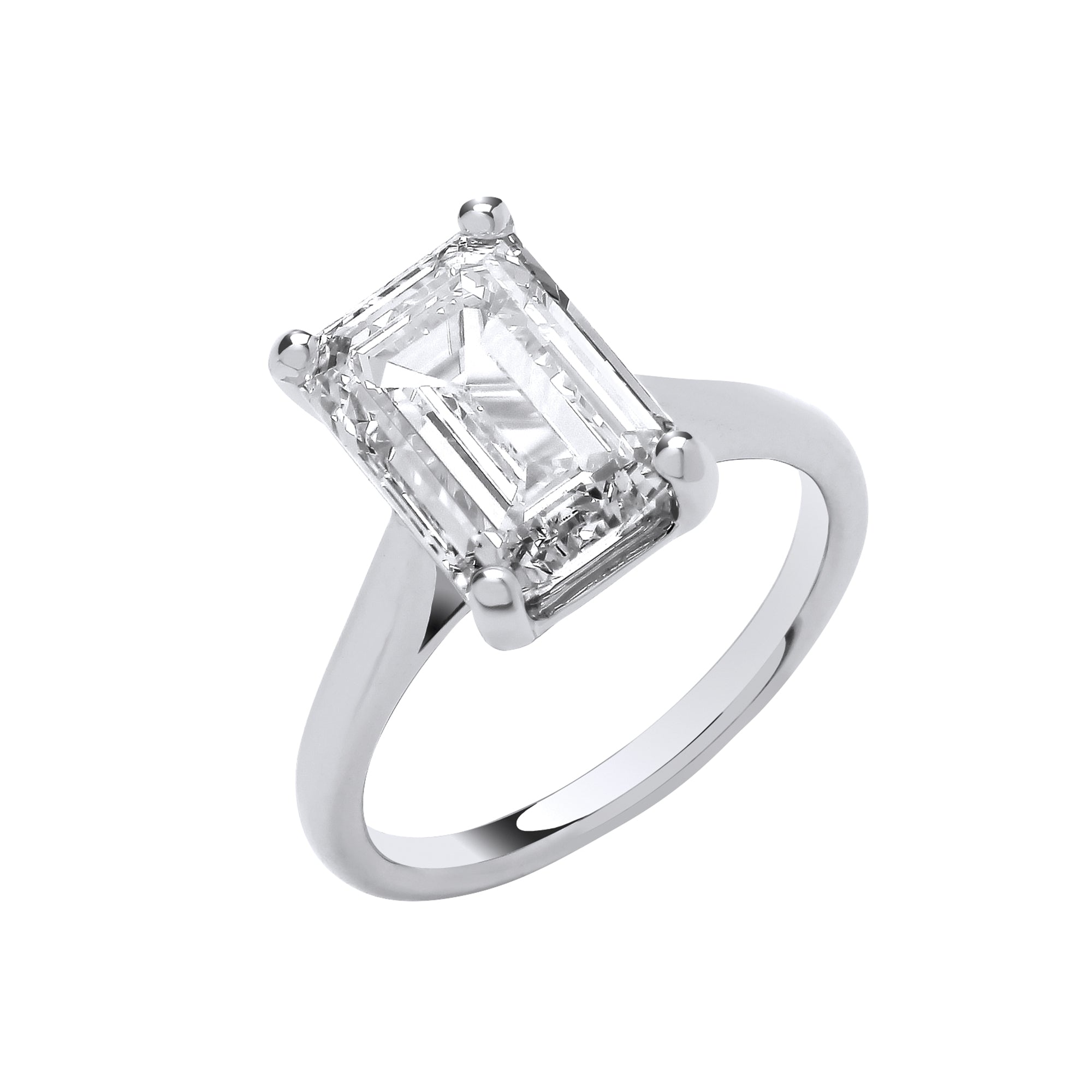 18ct White Gold 5.00ct Emerald Cut LAB GROWN Diamond Ring IGI Certified