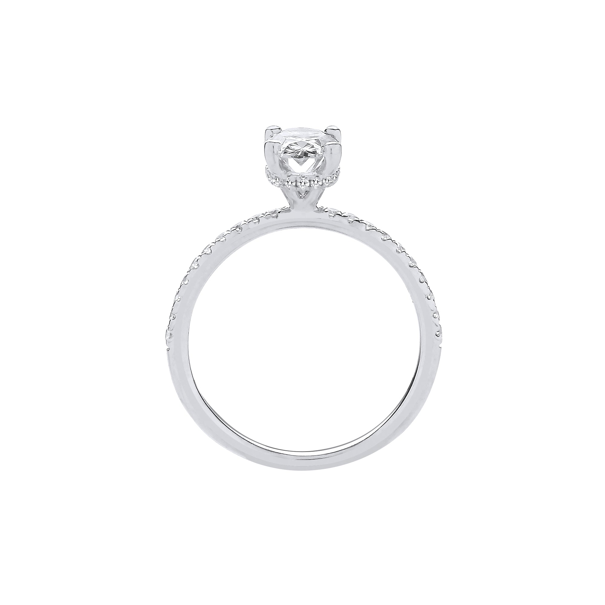 18ct White Gold 1.21ct Oval Lab Grown Hidden Halo Diamond Ring IGI Certified