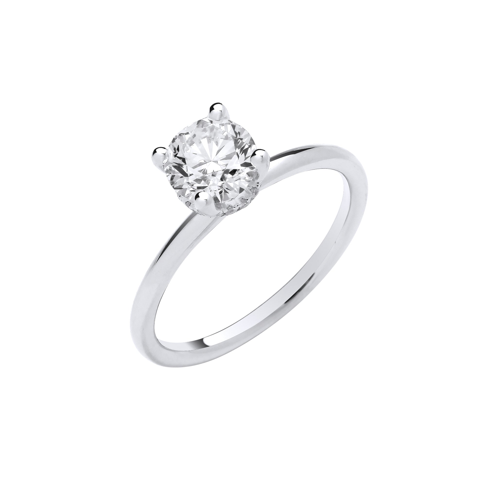 18ct White Gold 1.05ct Solitaire Lab Grown Hidden Halo Diamond Ring IGI Certified