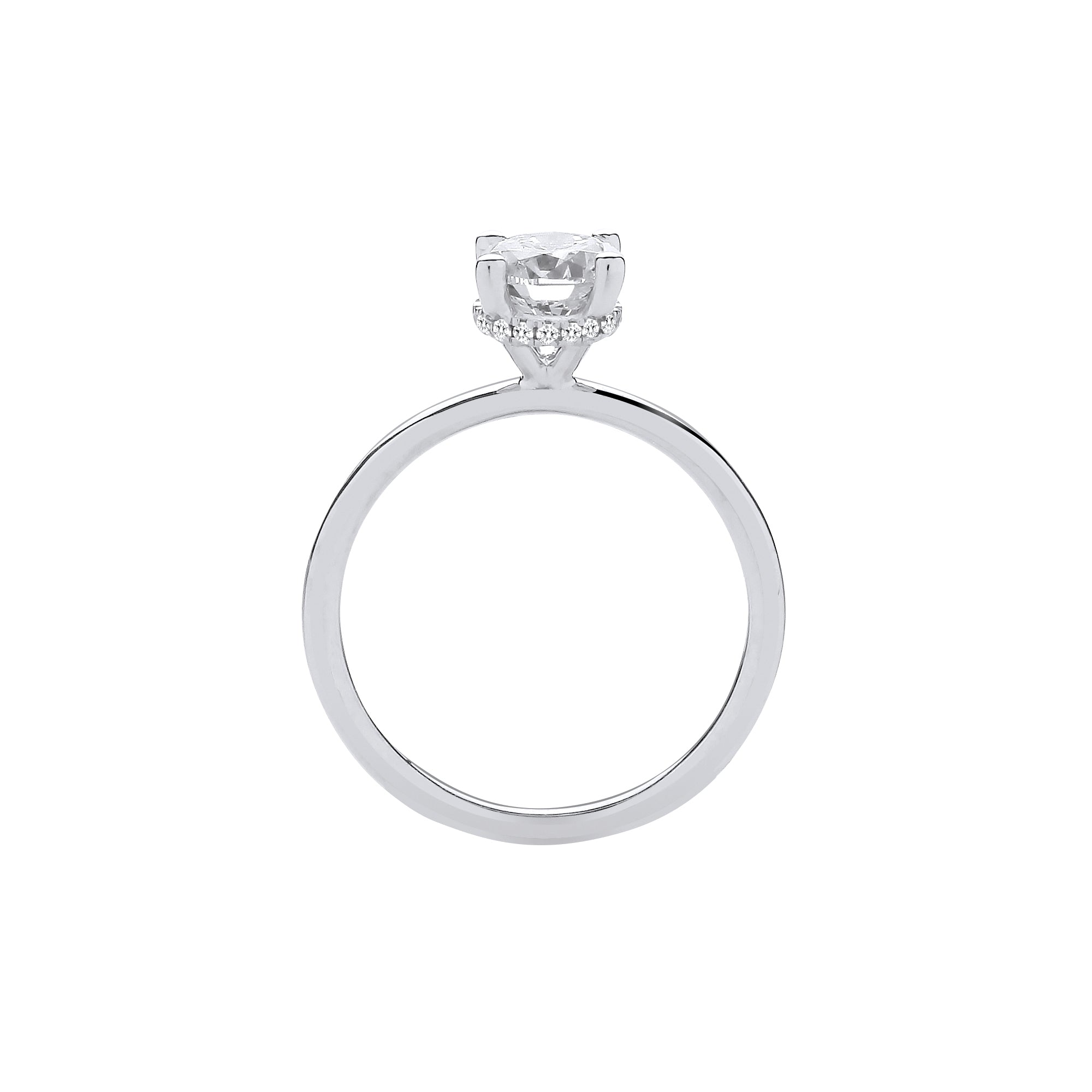 18ct White Gold 1.05ct Solitaire Lab Grown Hidden Halo Diamond Ring IGI Certified