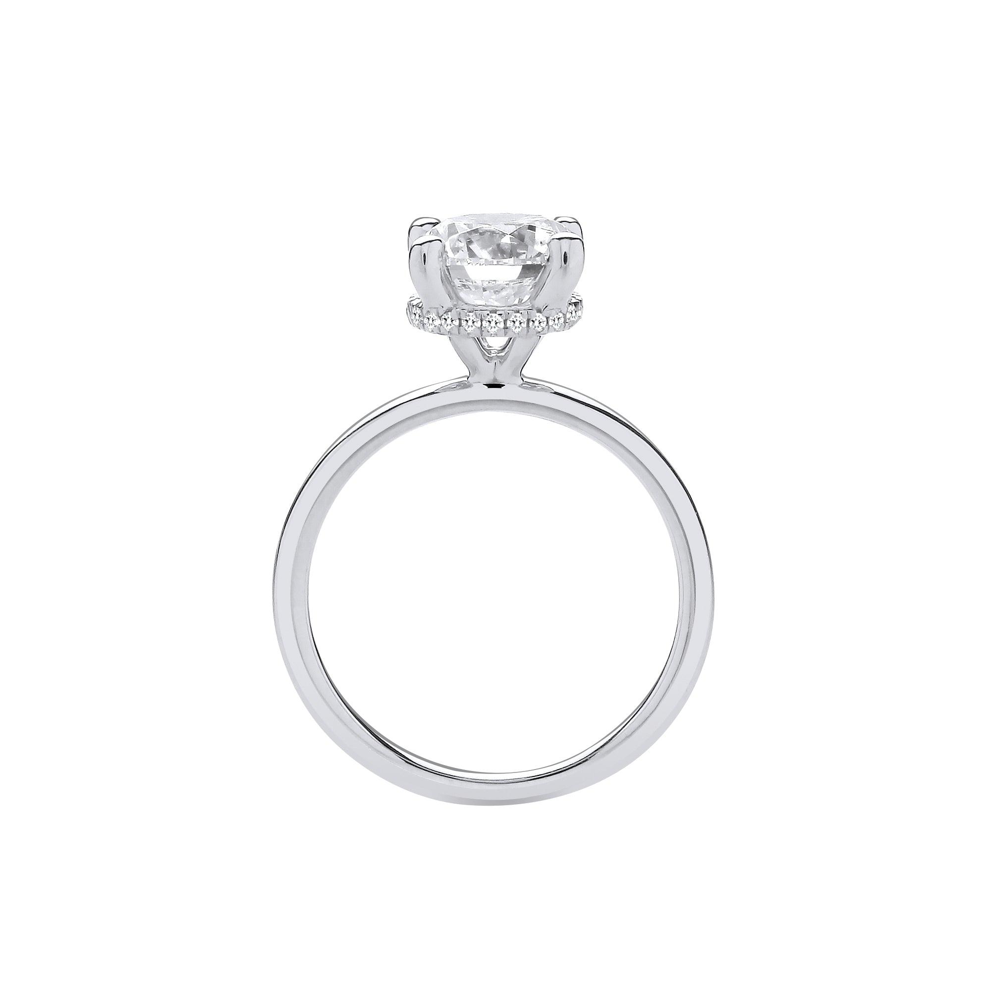 18ct White Gold 2.07ct Solitaire Lab Grown Hidden Halo Diamond Ring IGI Certified