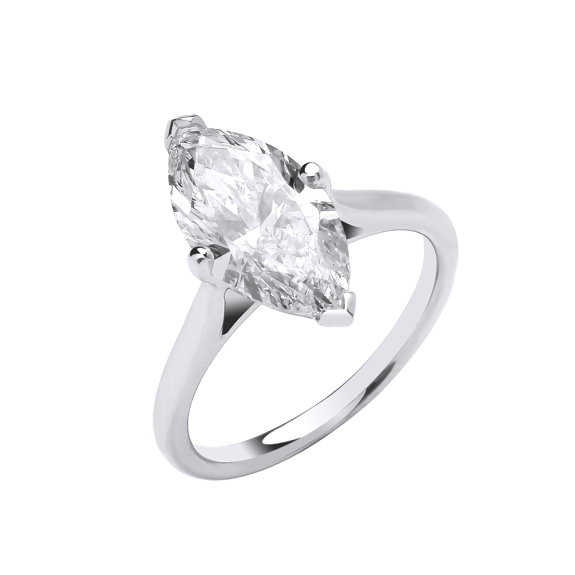 18ct White Gold 3.00ctw Marquise Cut LAB GROWN Diamond Ring IGI Certified