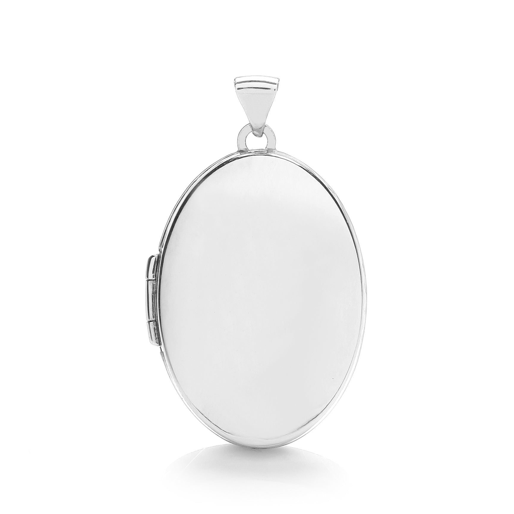 9ct White Gold Oval Plain Locket