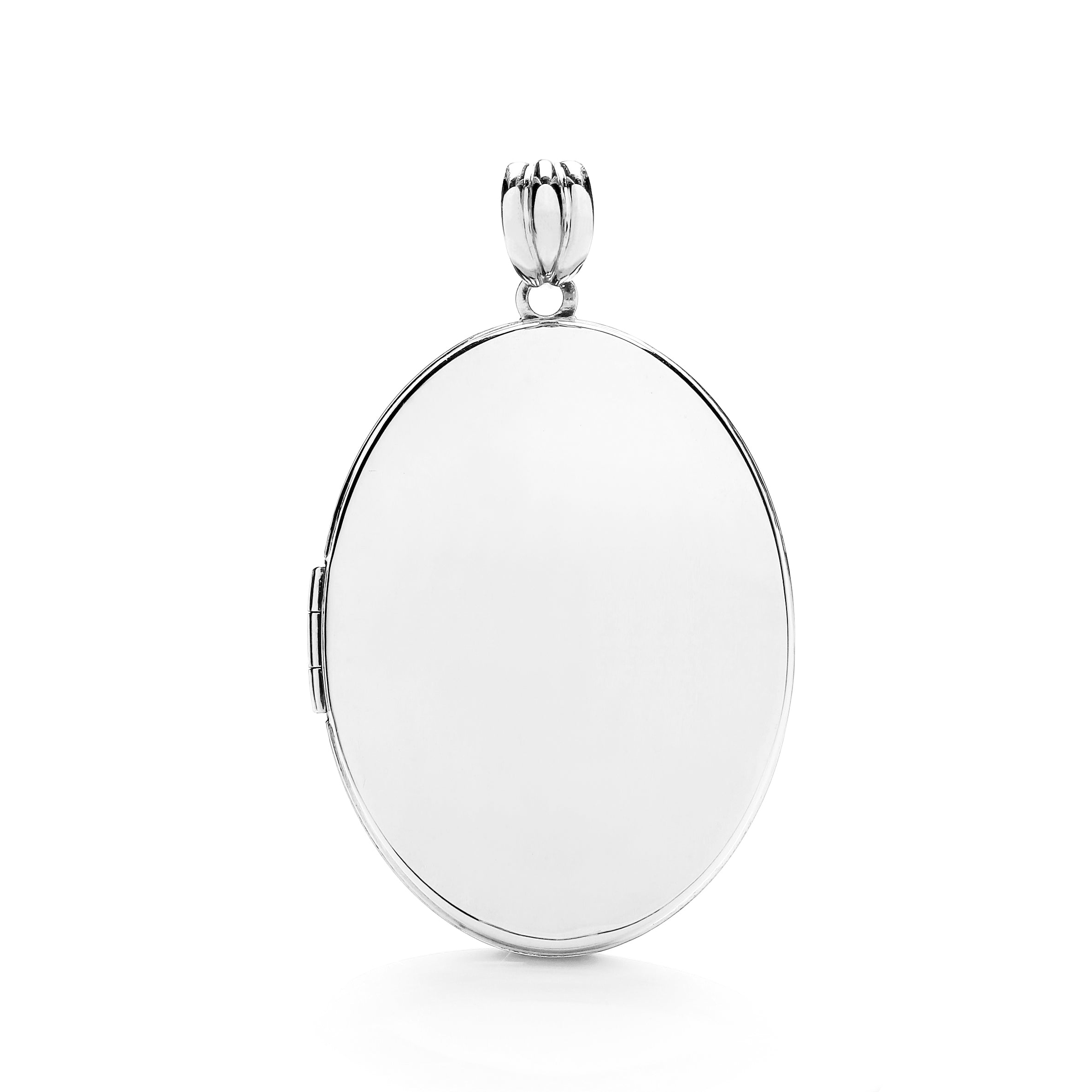 9ct White Gold Oval Plain Locket