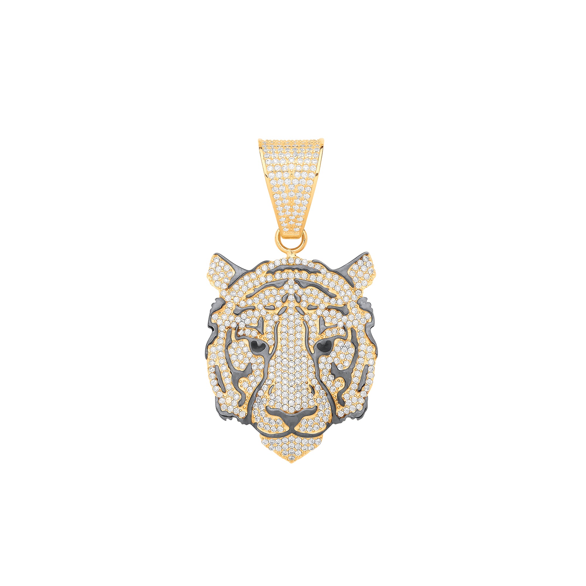 9ct Yellow Gold Cubic Zirconia Tiger Pendant